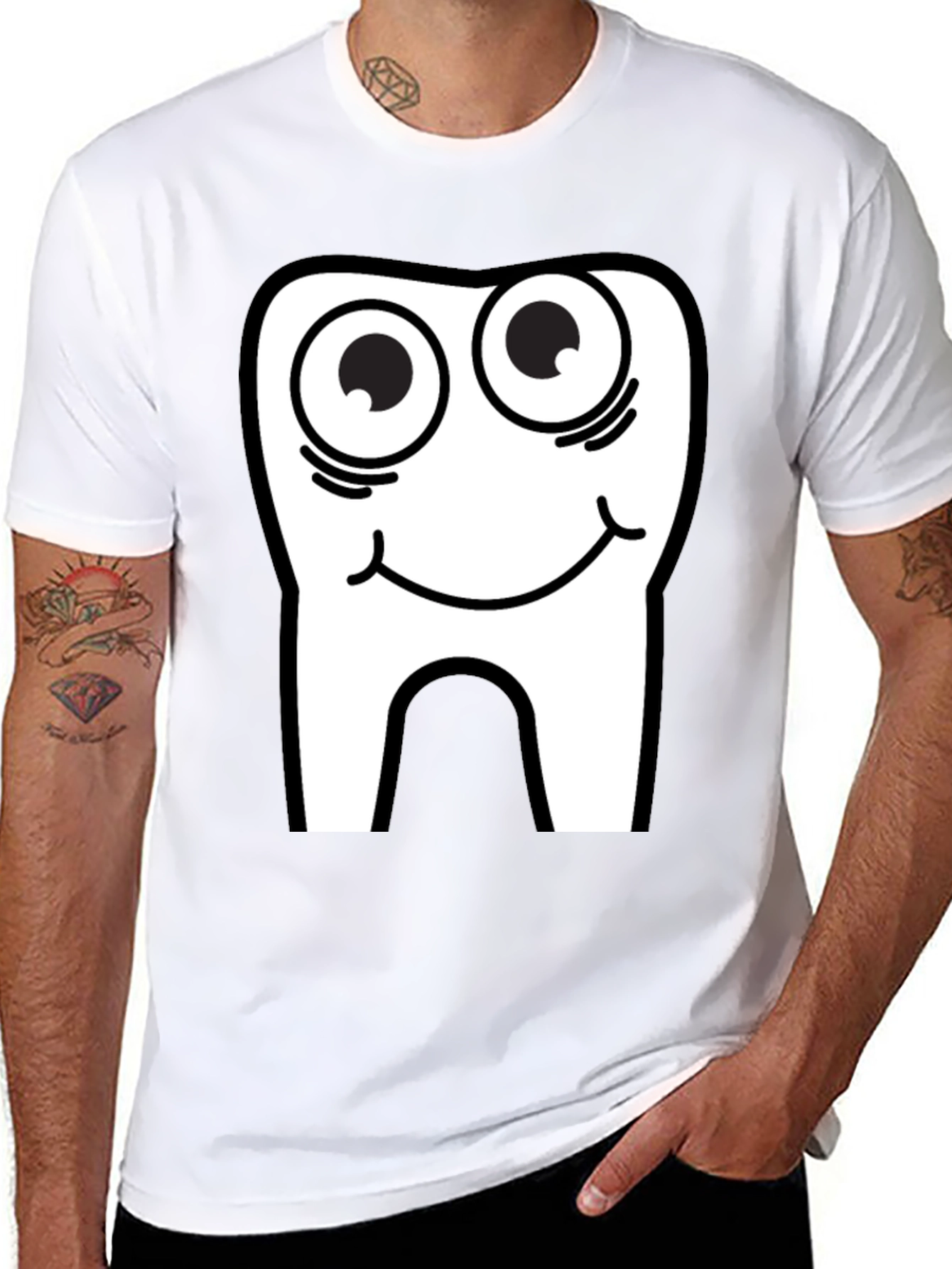 Black Funny Tooth Graphic Tee - Black Cotton T-Shirt view 8