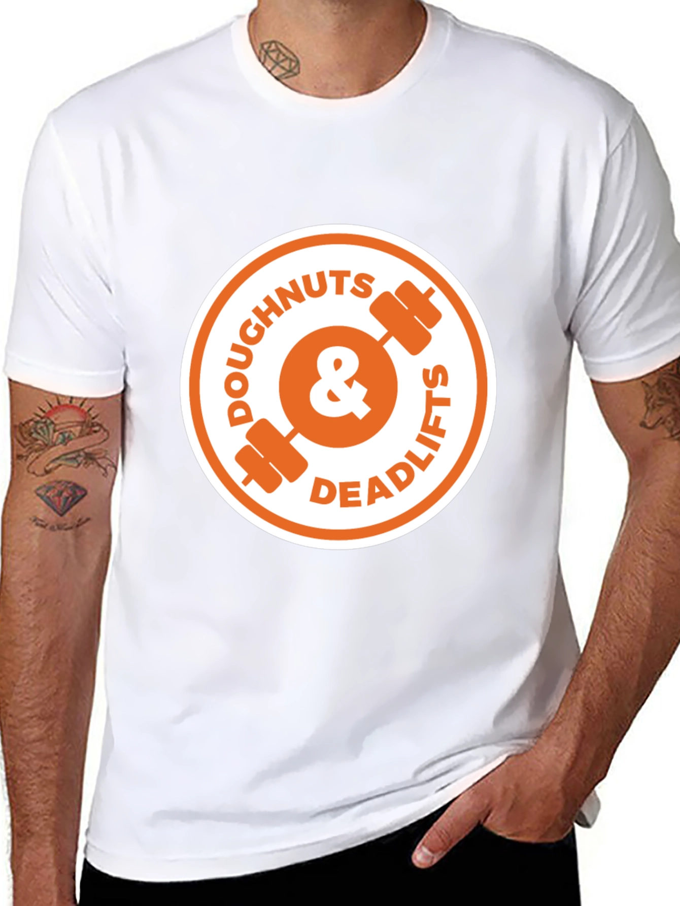 Black Doughnuts & Deadlifts Graphic Tee - Black view 8