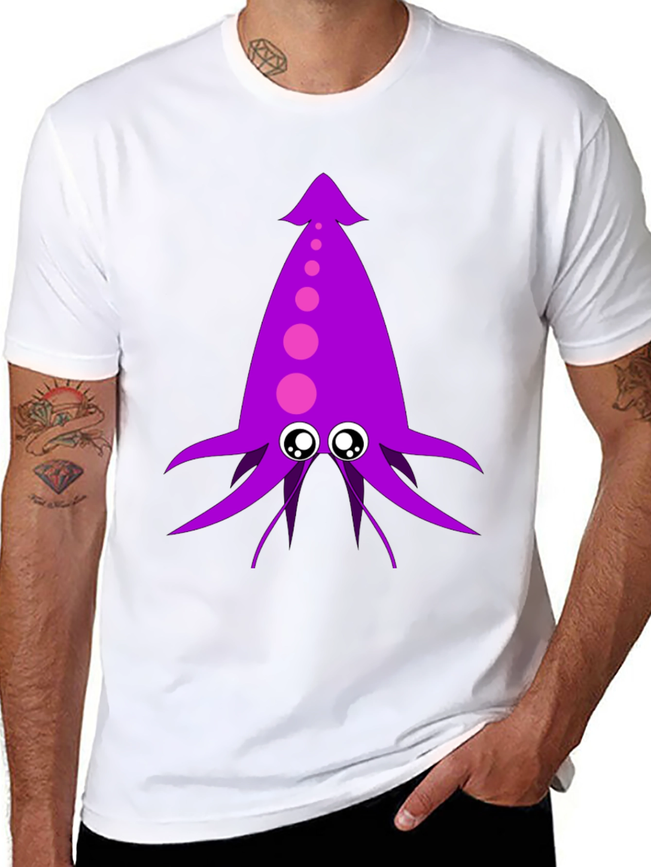 Black Purple Squid Graphic Tee - Men's Black T-Shirt view 8
