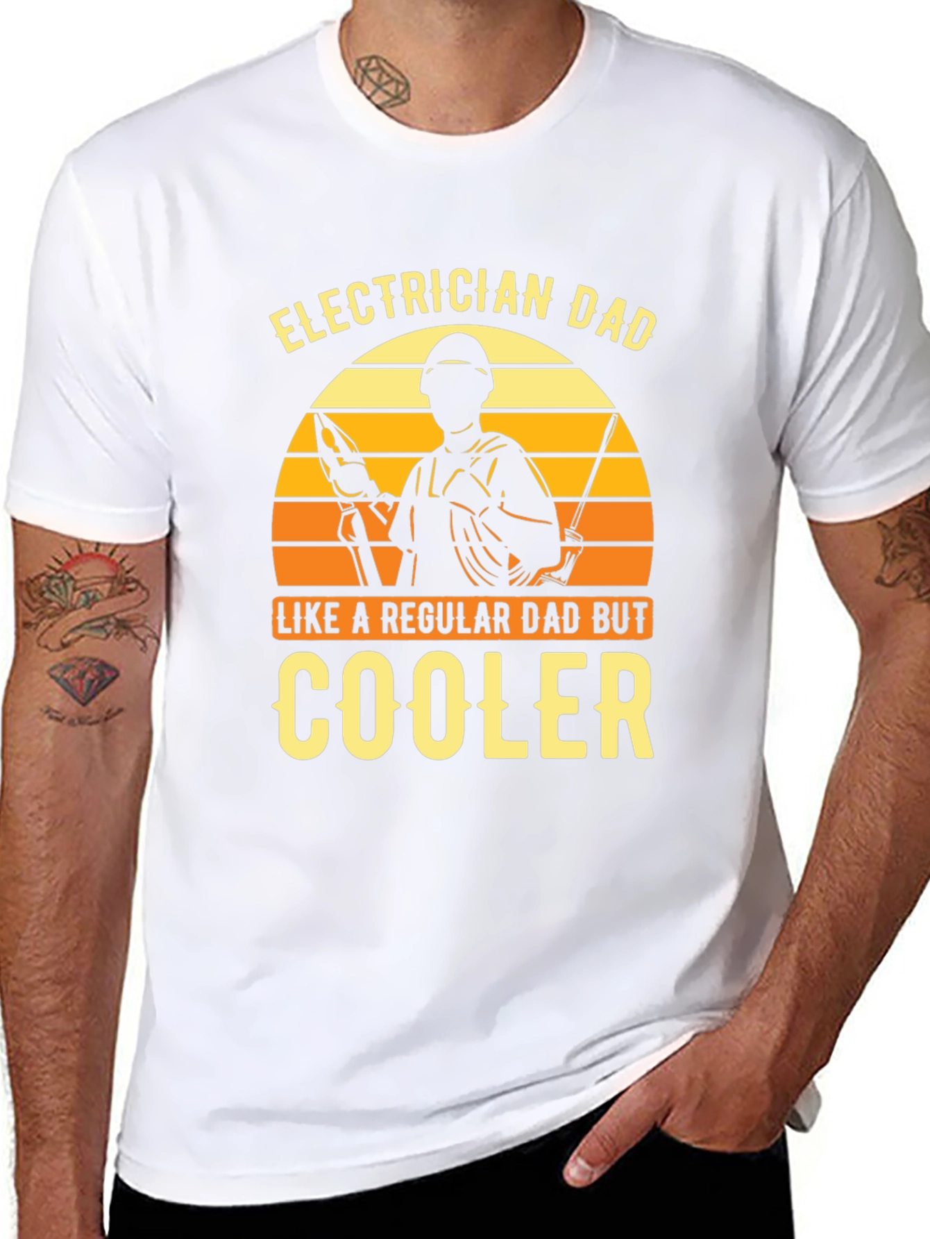 Black Electrician Dad - Cooler Graphic T-Shirt view 8