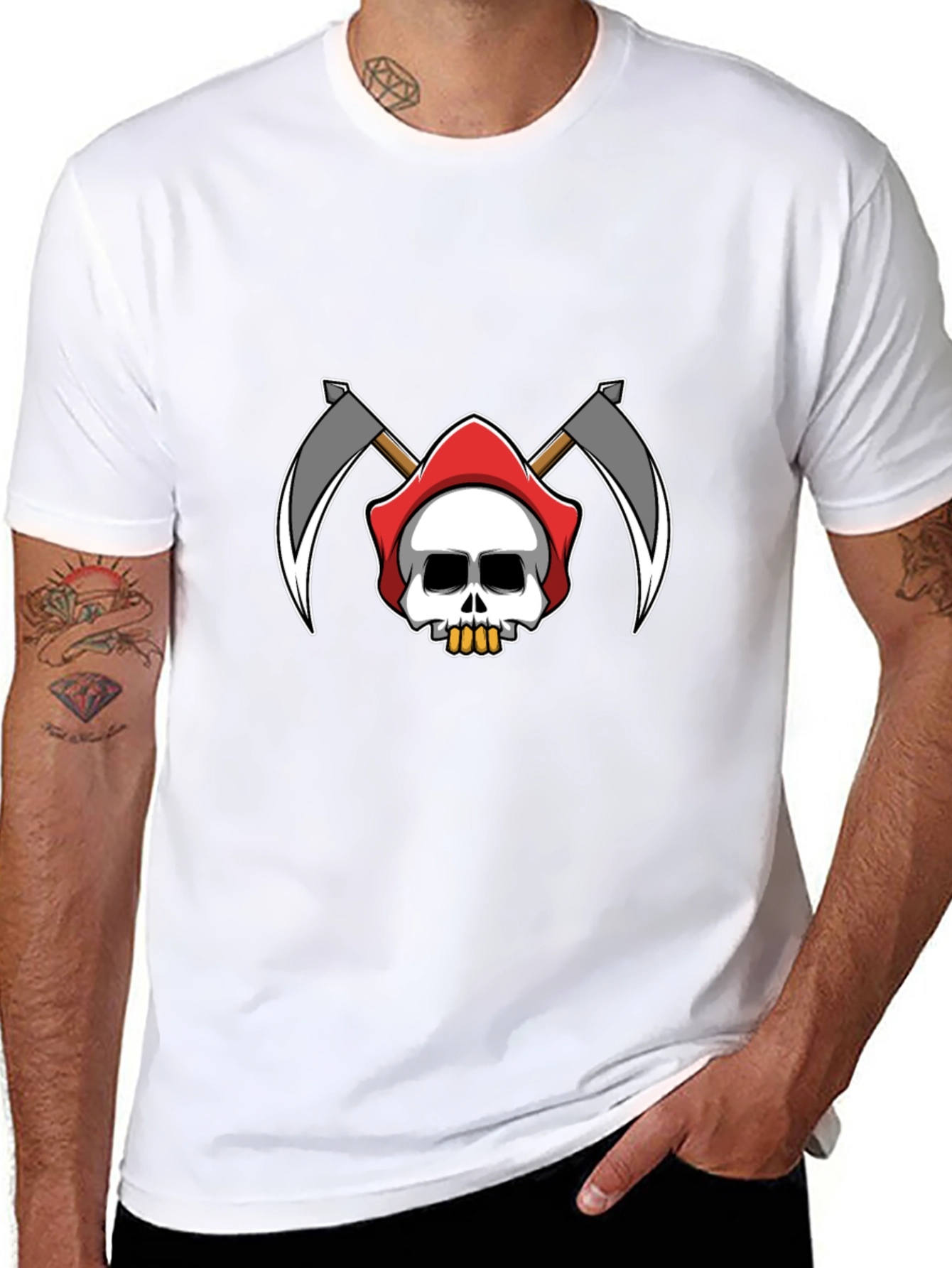 Black Grim Reaper Skull Graphic T-Shirt - Black view 8