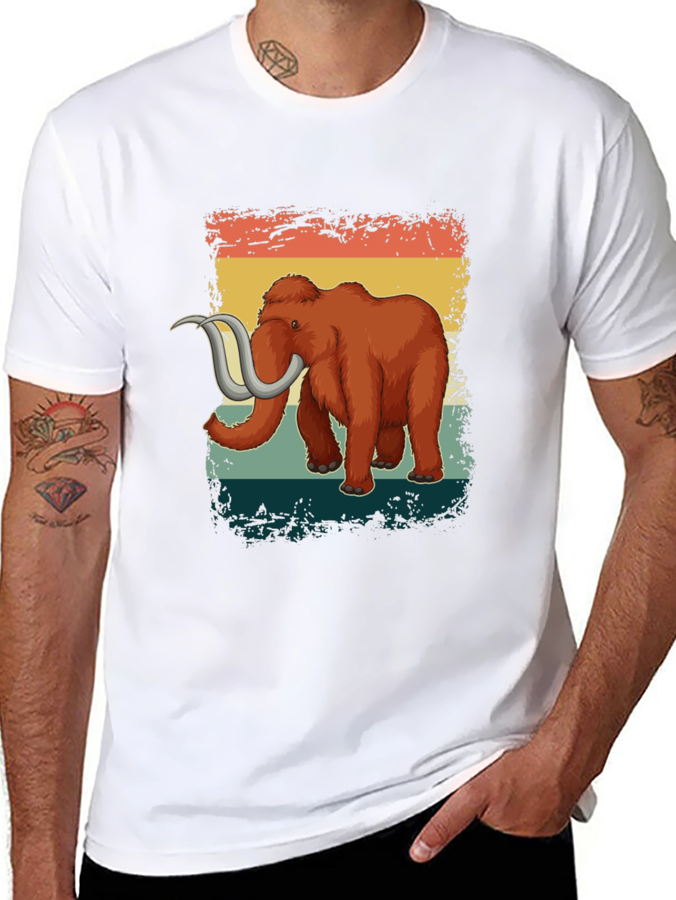 Black Retro Mammoth Graphic T-Shirt Vintage Style Tee view 8