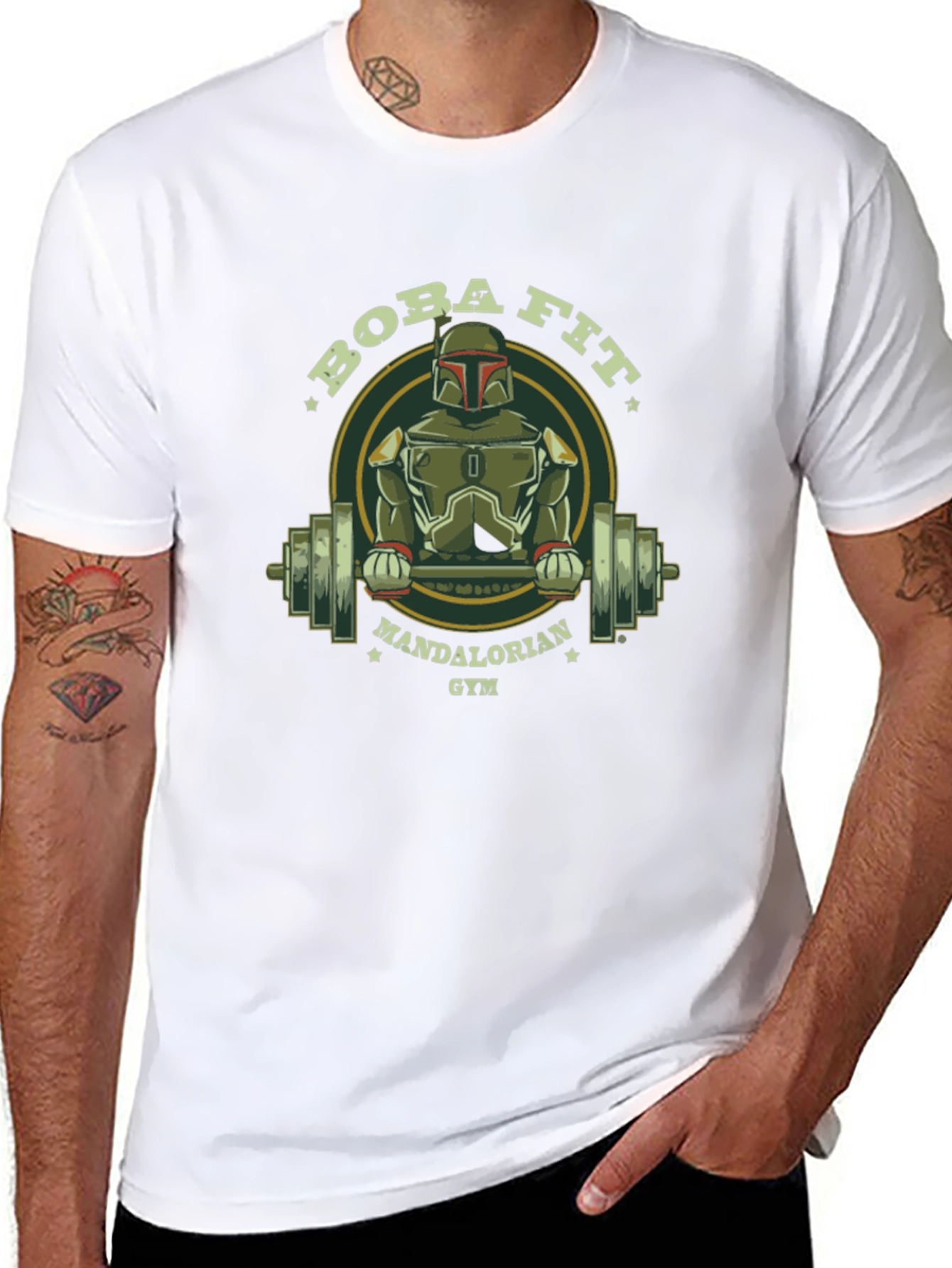 Black Boba Fit Mandalorian Gym T-Shirt view 8