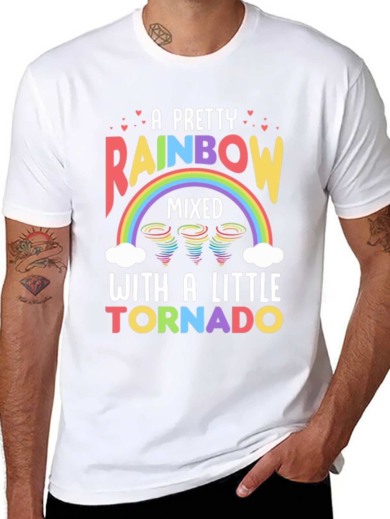 Black Rainbow Tornado T-Shirt, Unique Weather Design view 8