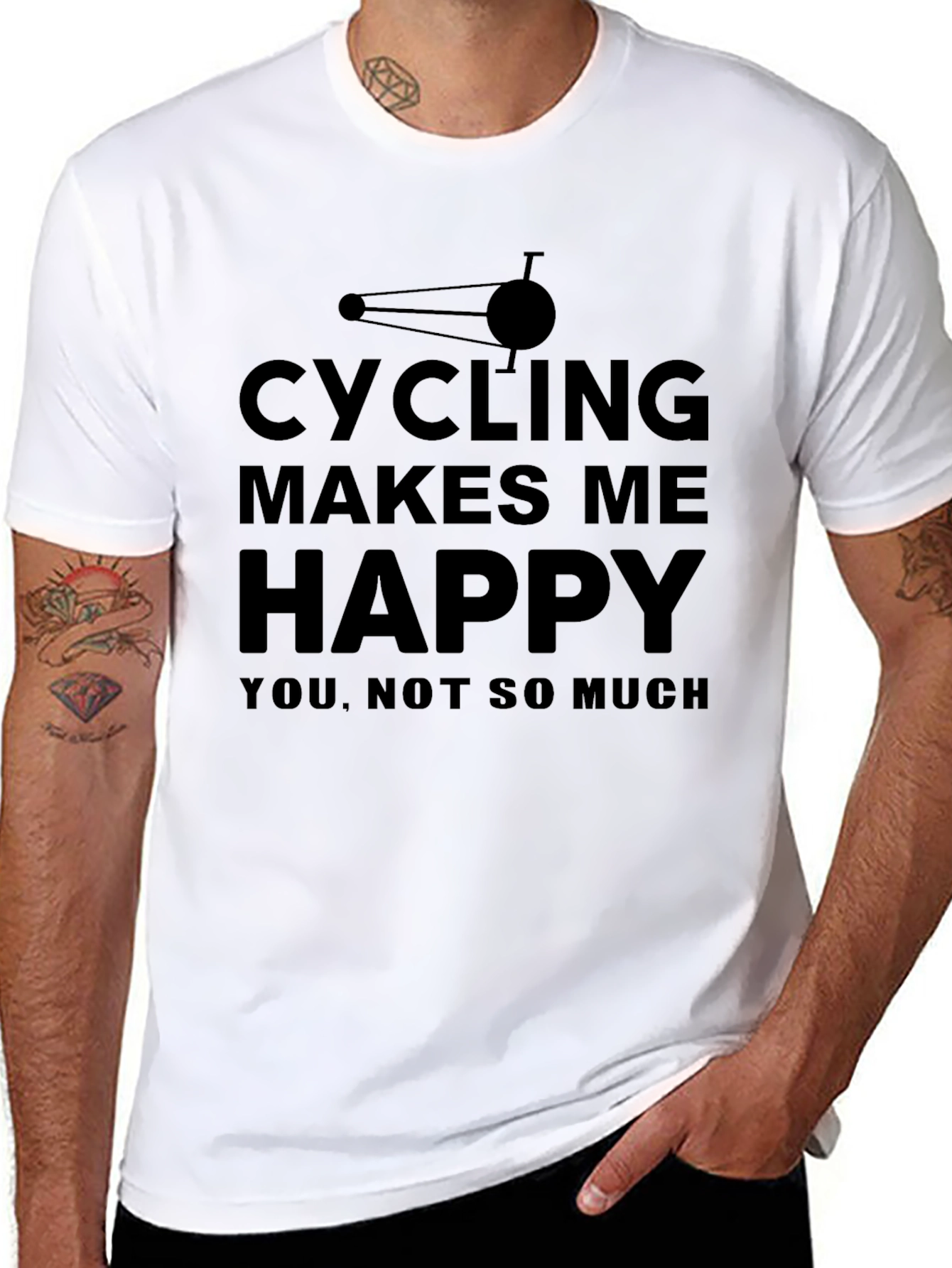 Black Cycling Makes Me Happy Tee view 8