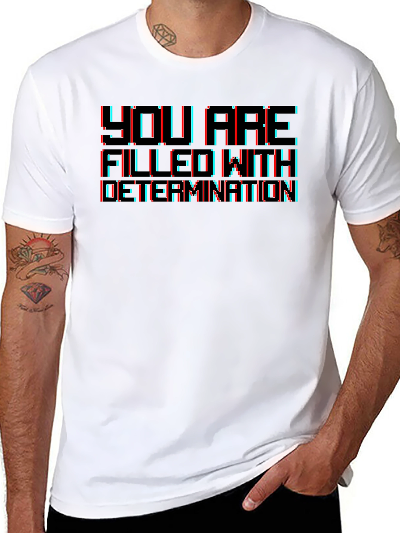 Black Determination Graphic T-Shirt - Retro Gaming Style view 8