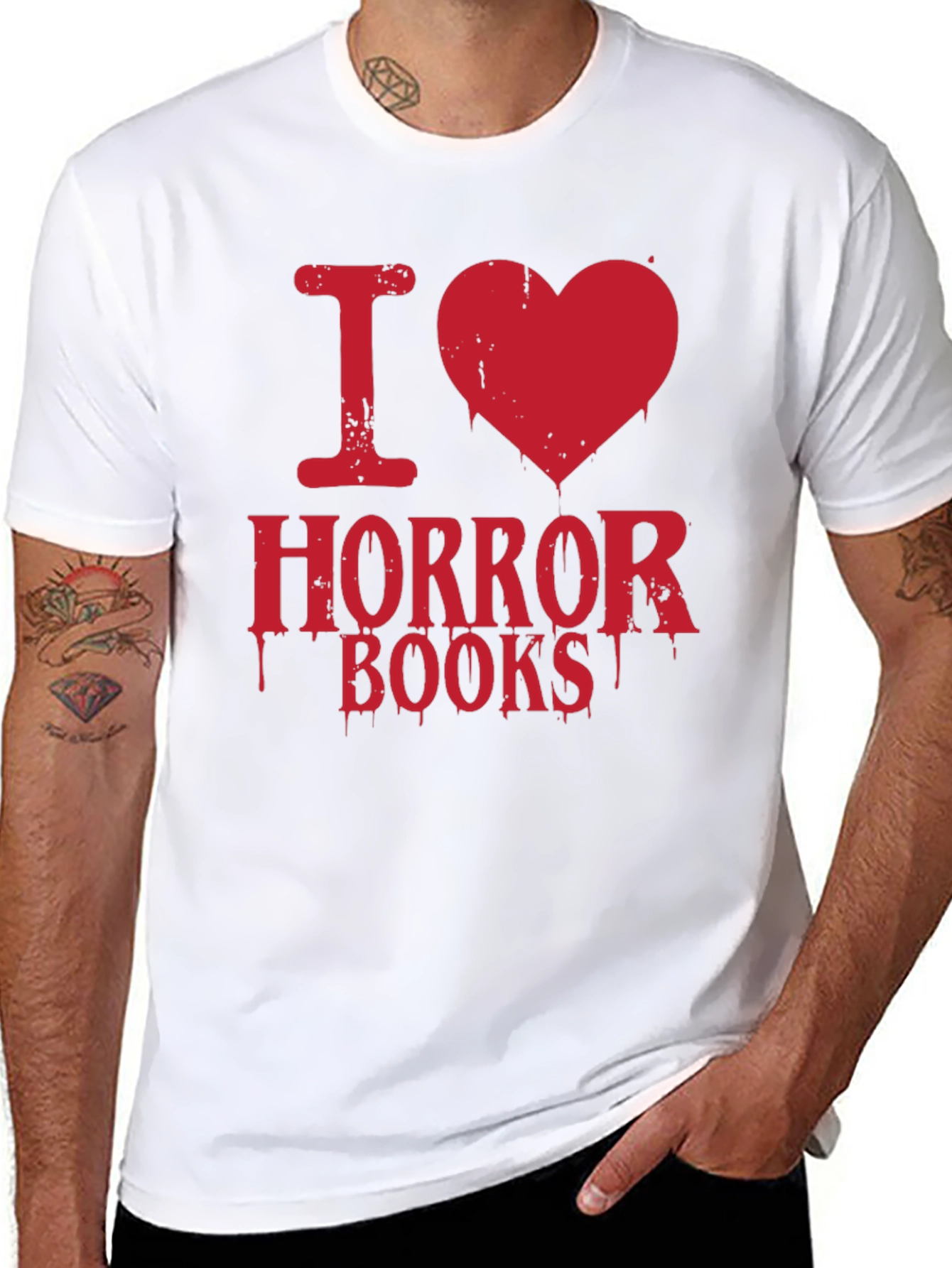 Black I Heart Horror Books T-Shirt view 8