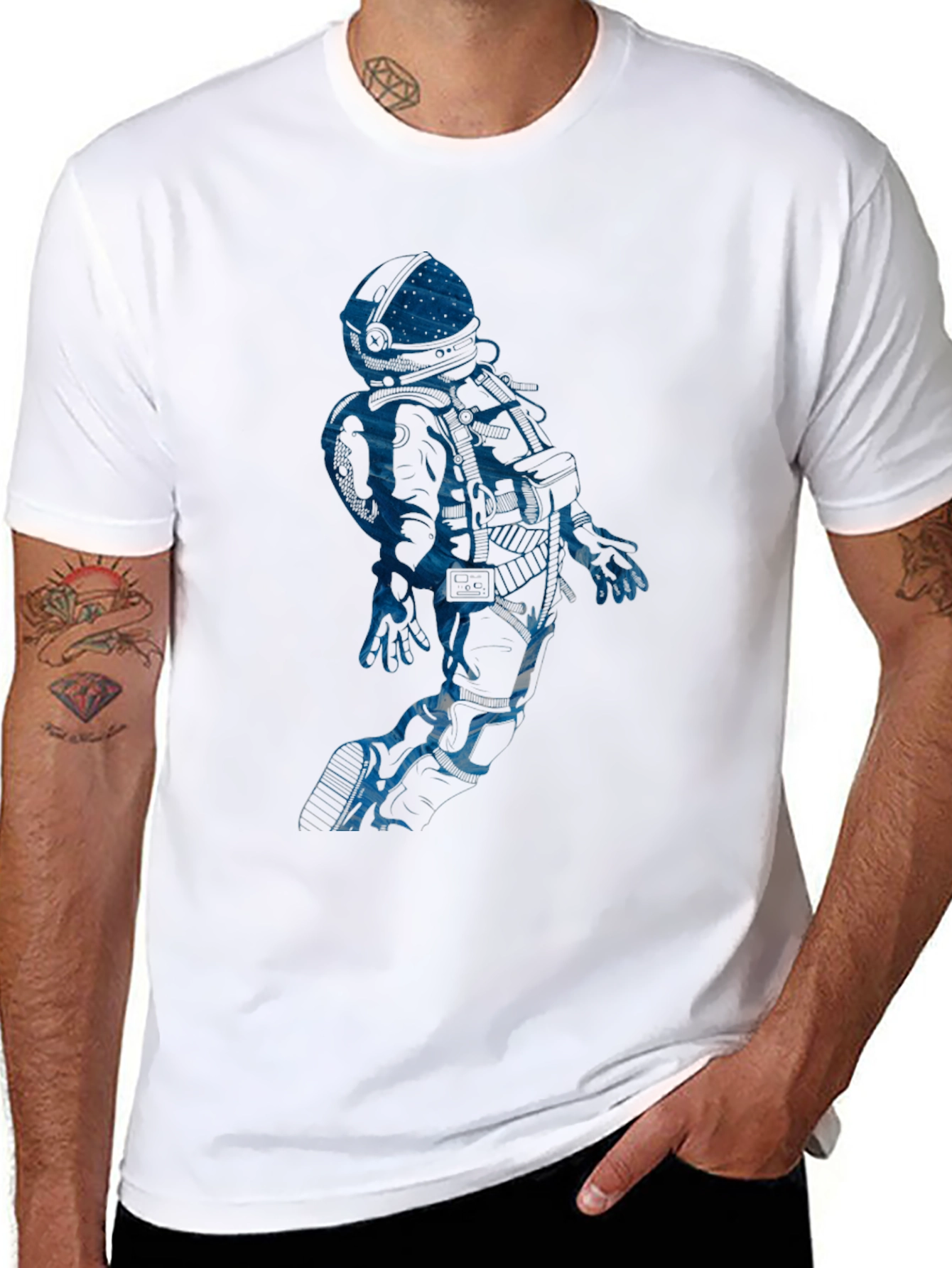 Black Astronaut Graphic Tee - Black Cotton Blend view 8
