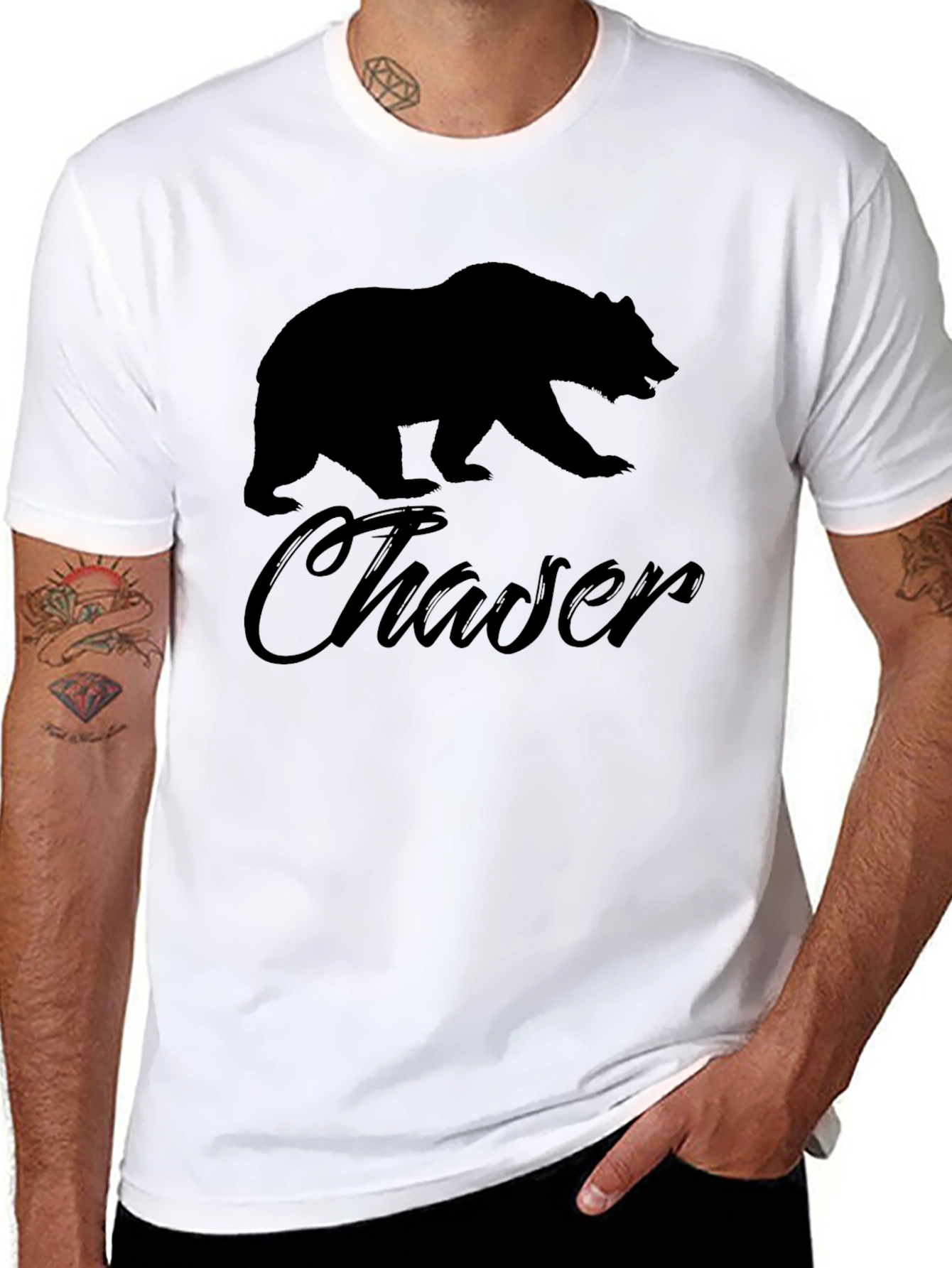 Black Bear Chaser Black T-Shirt for Men view 8