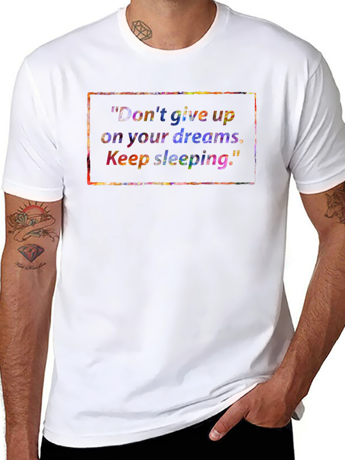 Black Motivational T-Shirt - Don't Give Up on Your Dreams view 8