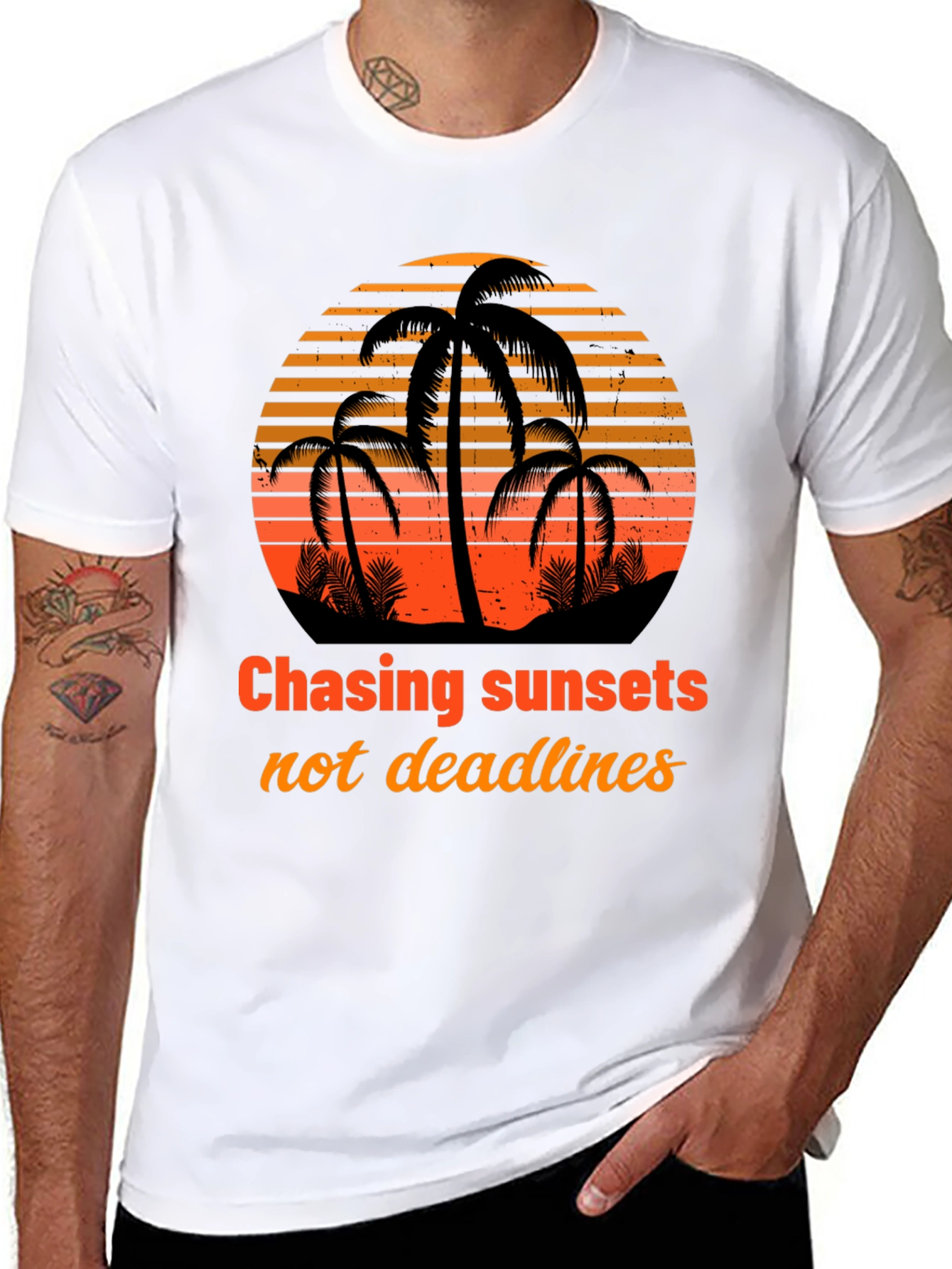 Black Chasing Sunsets T-Shirt - Tropical Design view 8