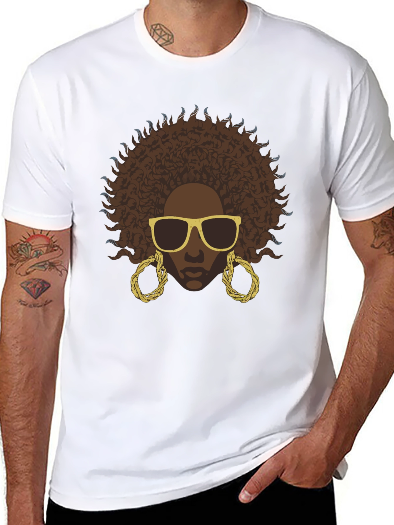 Black Afro Woman Graphic Black T-Shirt view 8