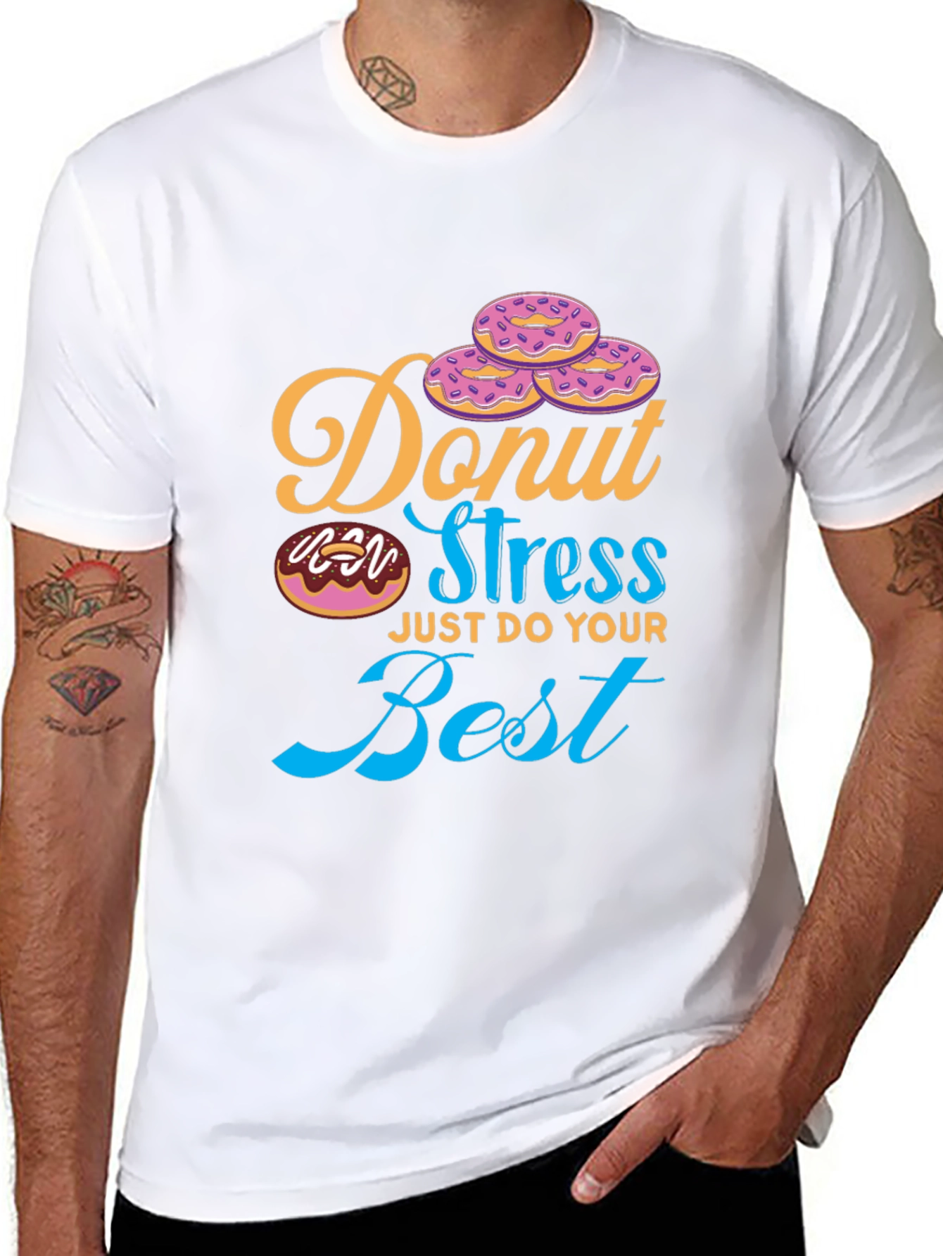 Black Donut Stress T-Shirt - Just Do Your Best Tee view 8