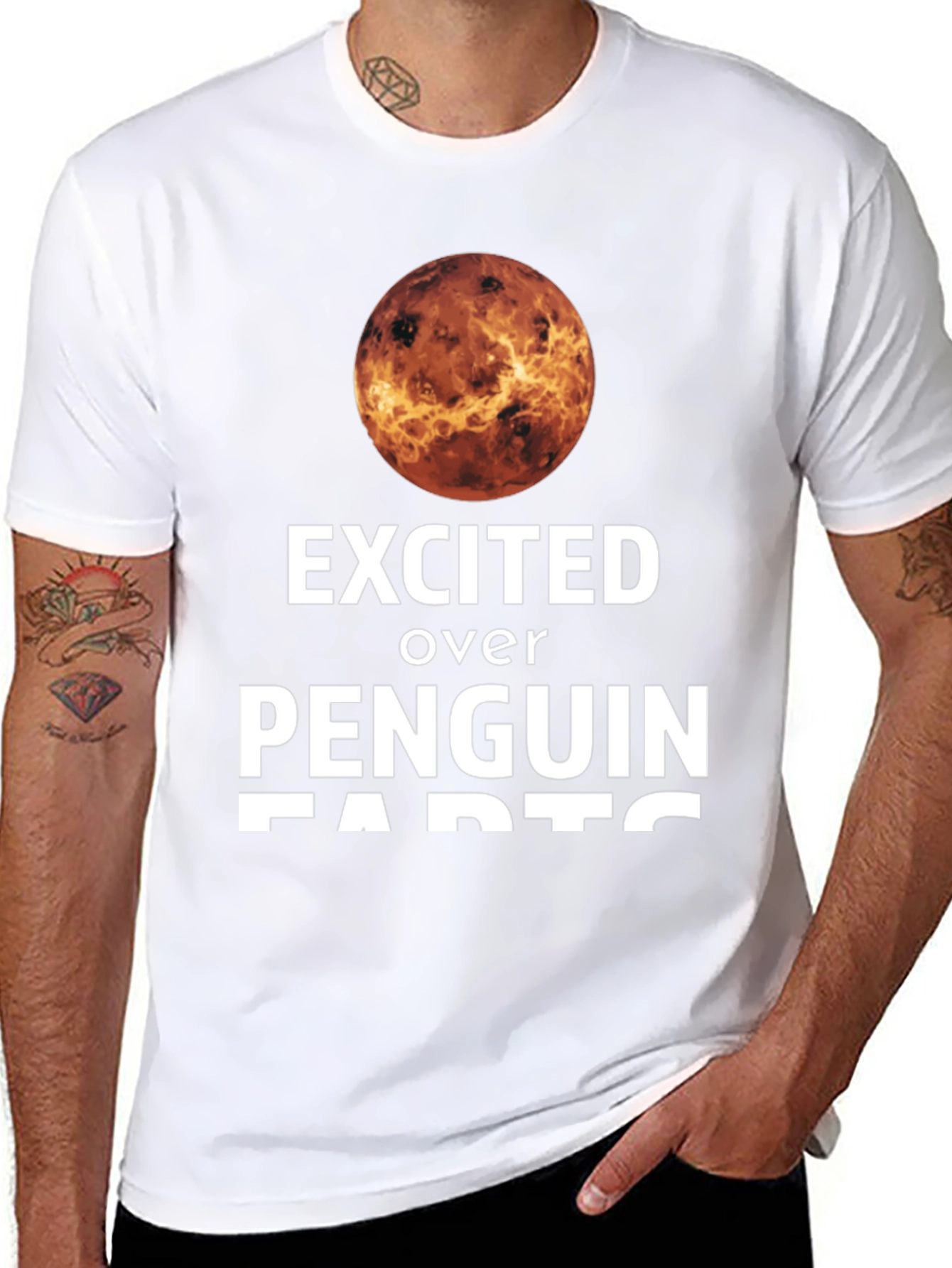 Black Excited Over Penguin Farts T-Shirt view 8