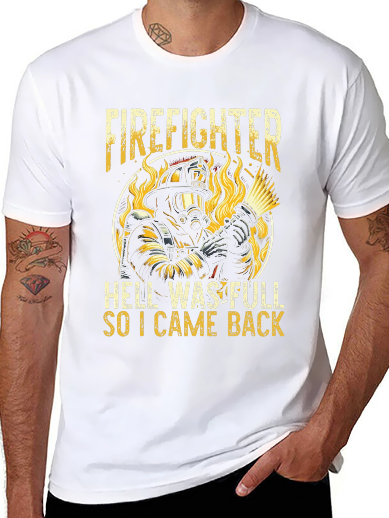 Black Firefighter Graphic T-Shirt view 8