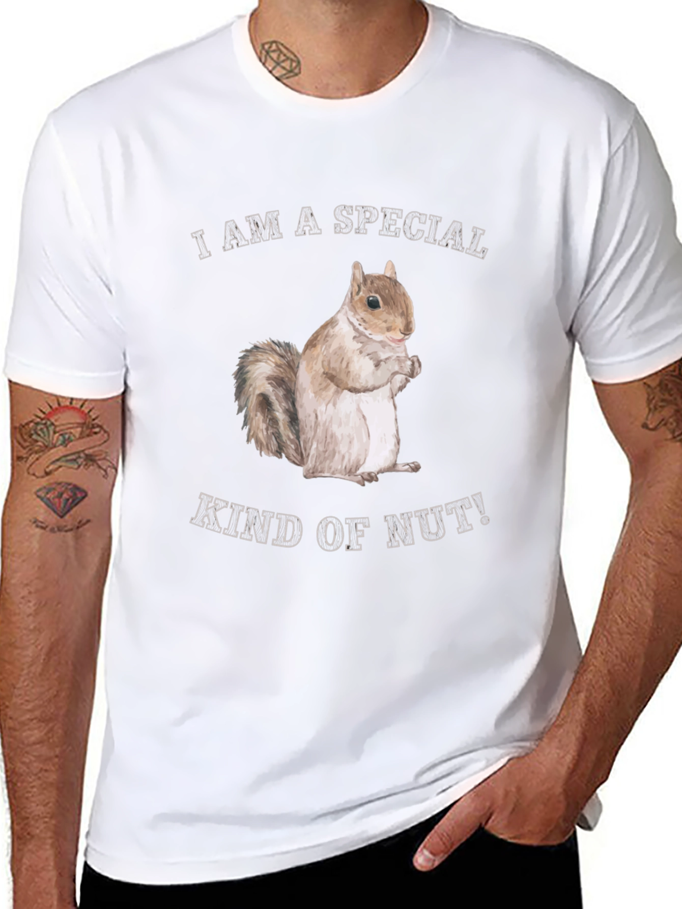 Black Funny Squirrel "Special Kind of Nut" Graphic T-Shirt view 8