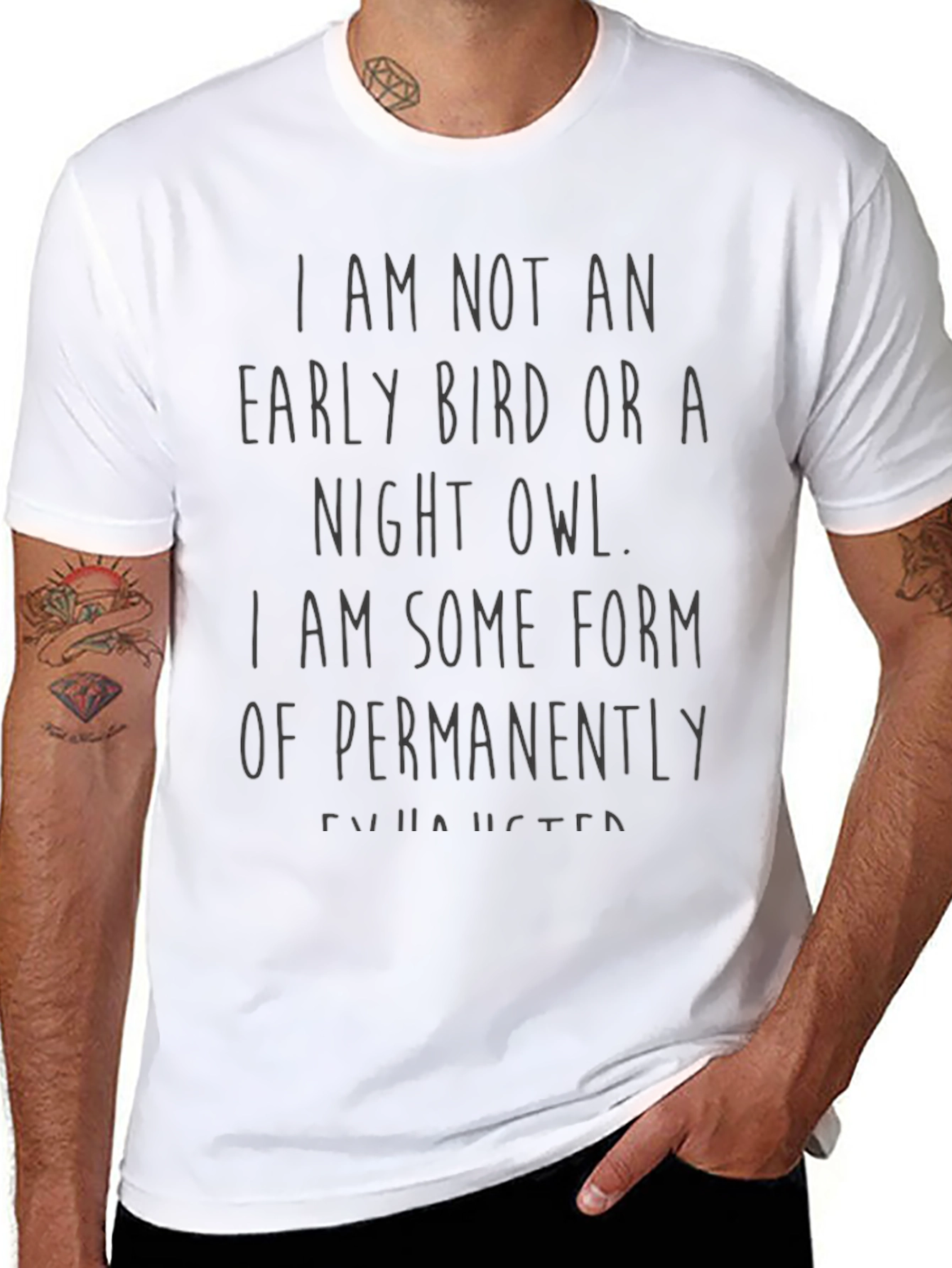 Black Funny "Permanently Exhausted" Graphic Tee view 8