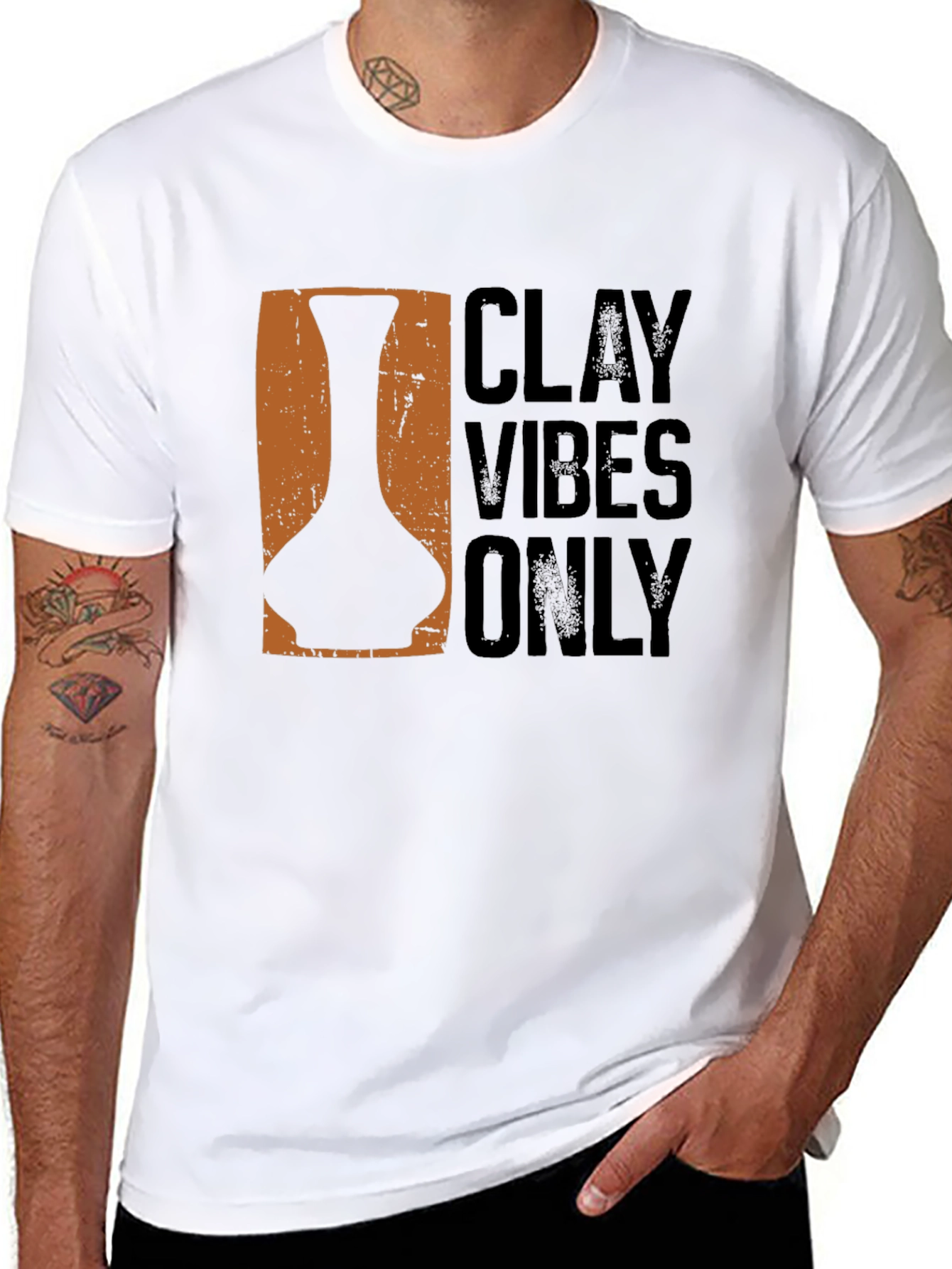 Black Clay Vibes Only Graphic T-Shirt view 8