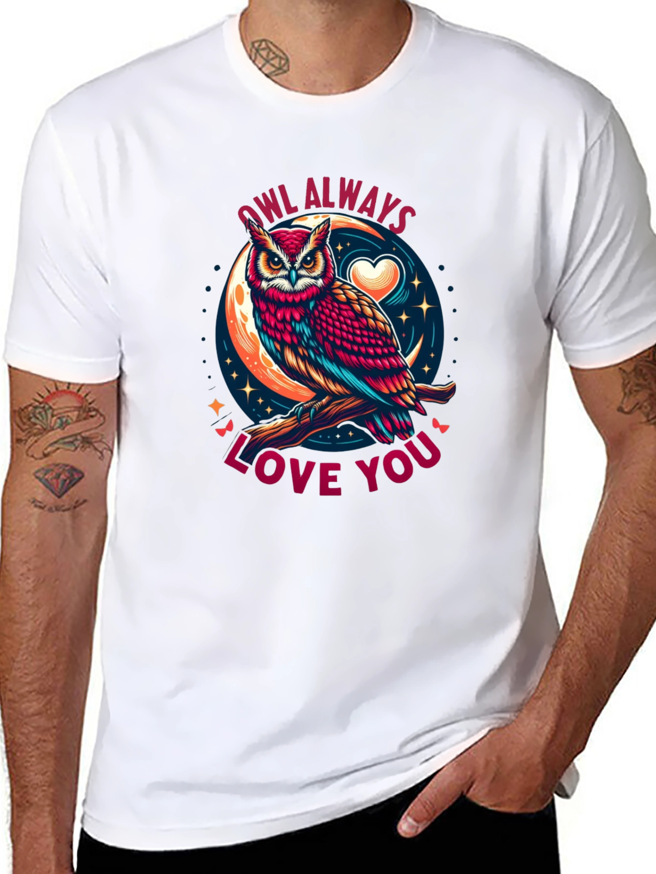 Black Owl Always Love You Graphic Tee view 8