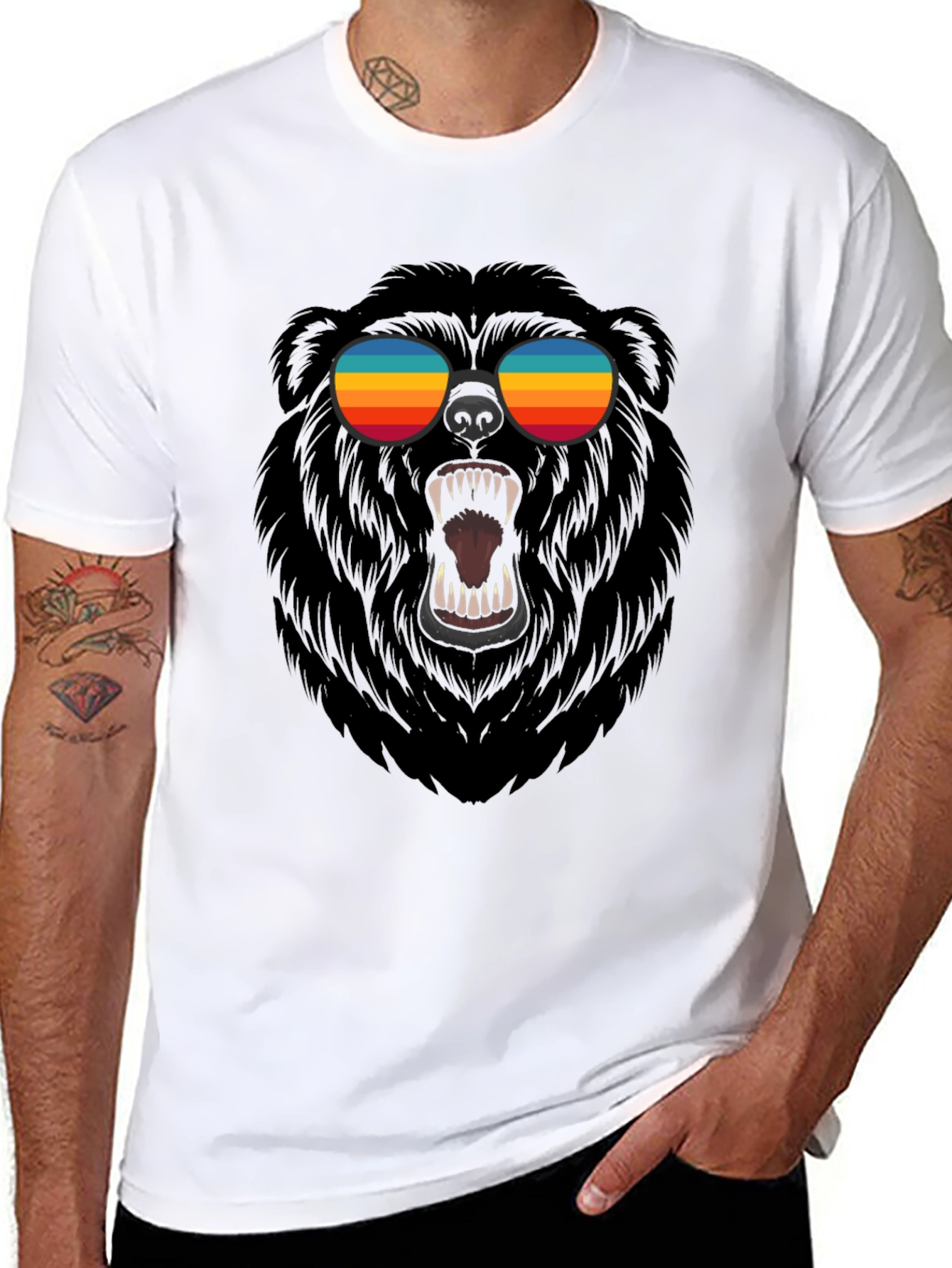 Black Cool Bear Graphic Tee - Black view 8