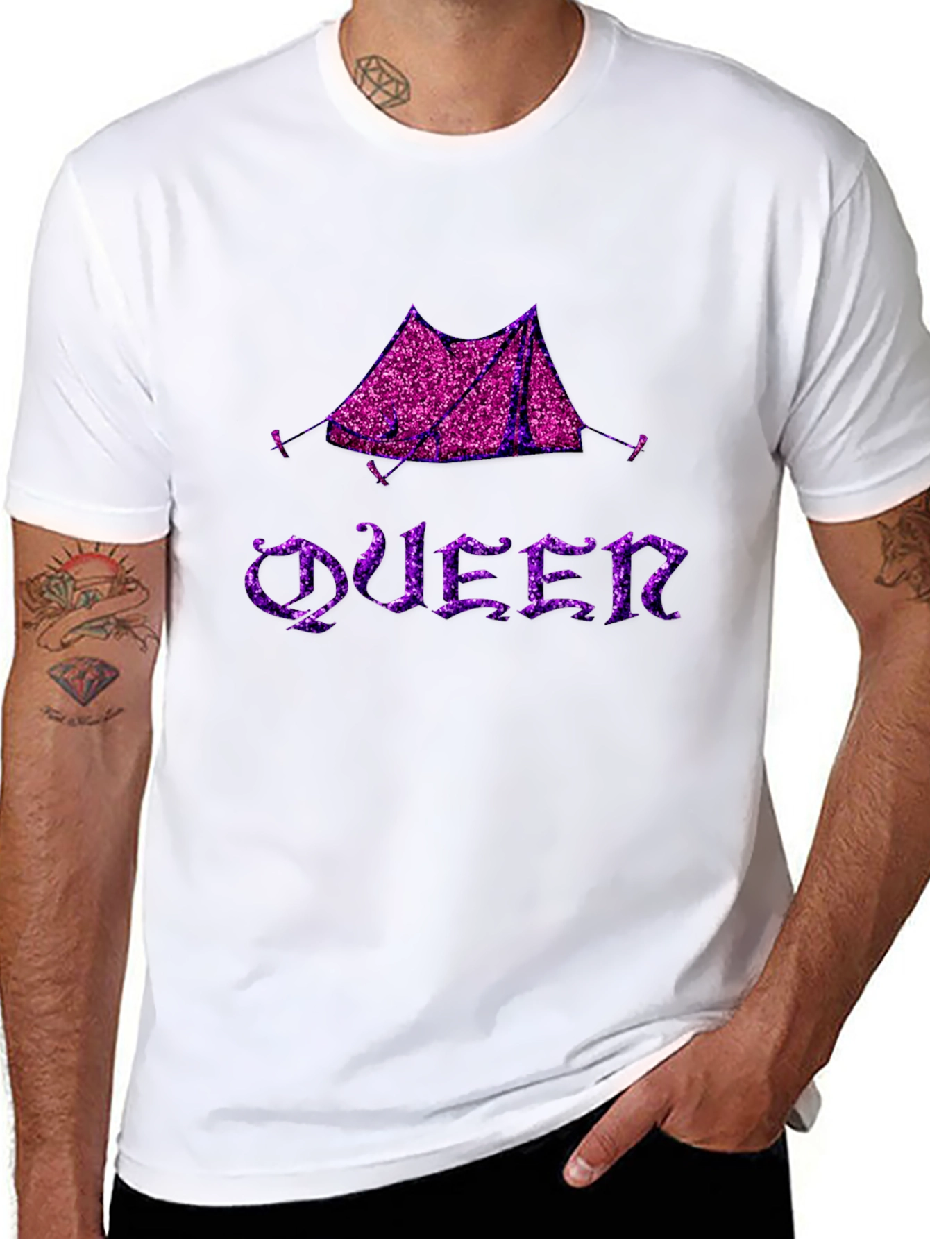 Black Glittery Tent Queen Graphic T-Shirt view 8