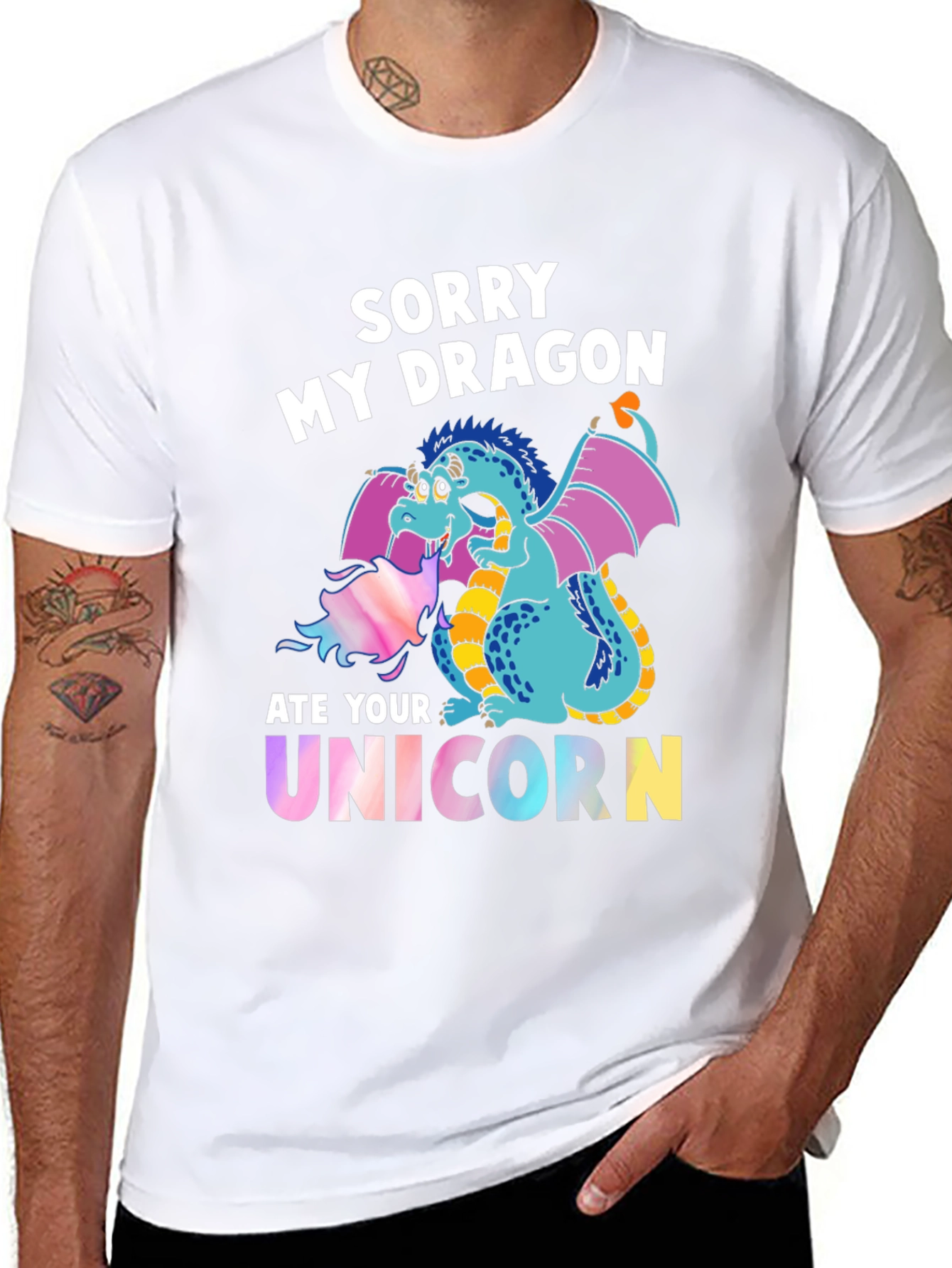Black Sorry My Dragon Ate Your Unicorn T-Shirt view 8