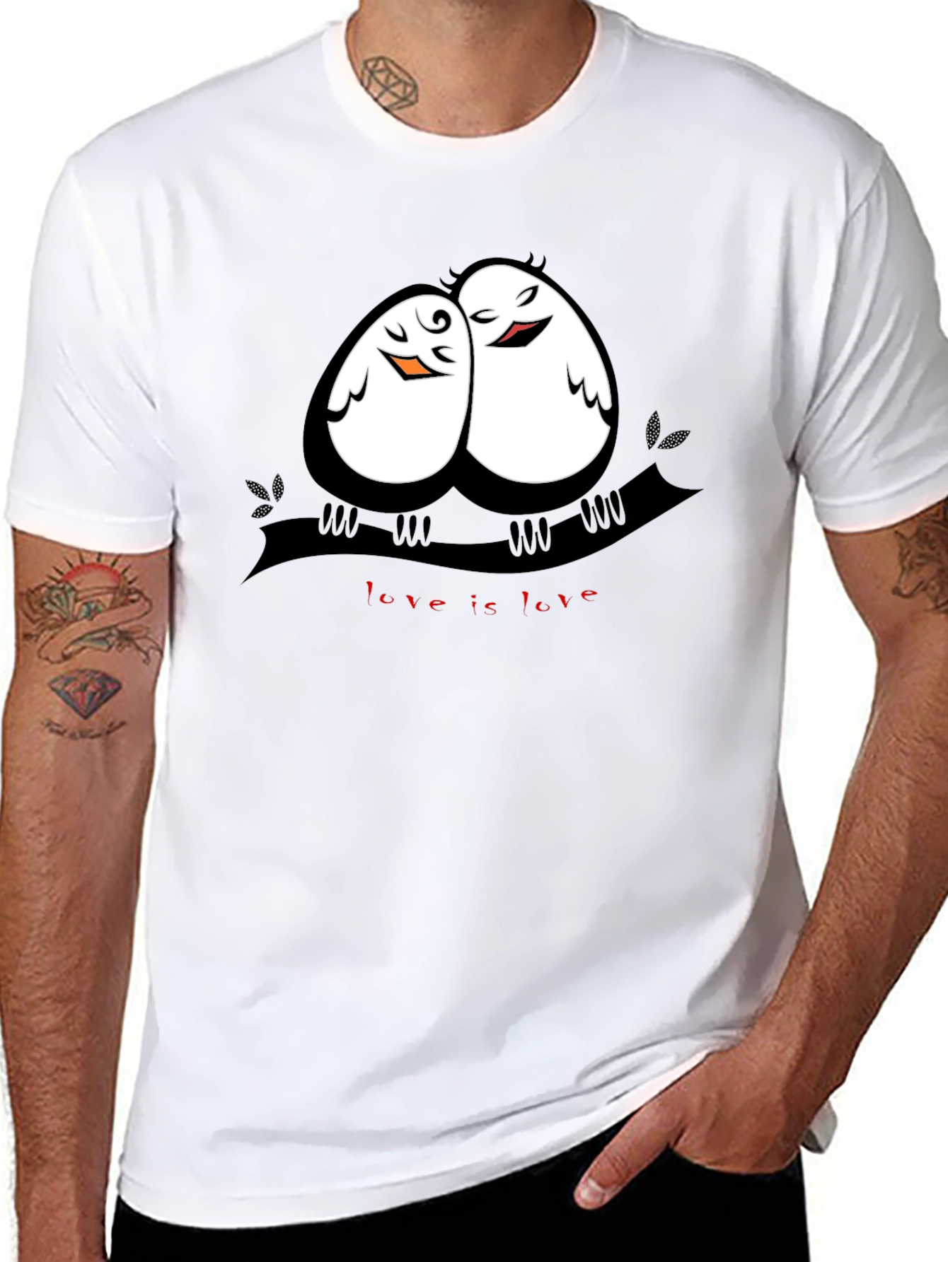 Black Love Birds Graphic Tee -  Unisex Black T-Shirt view 8