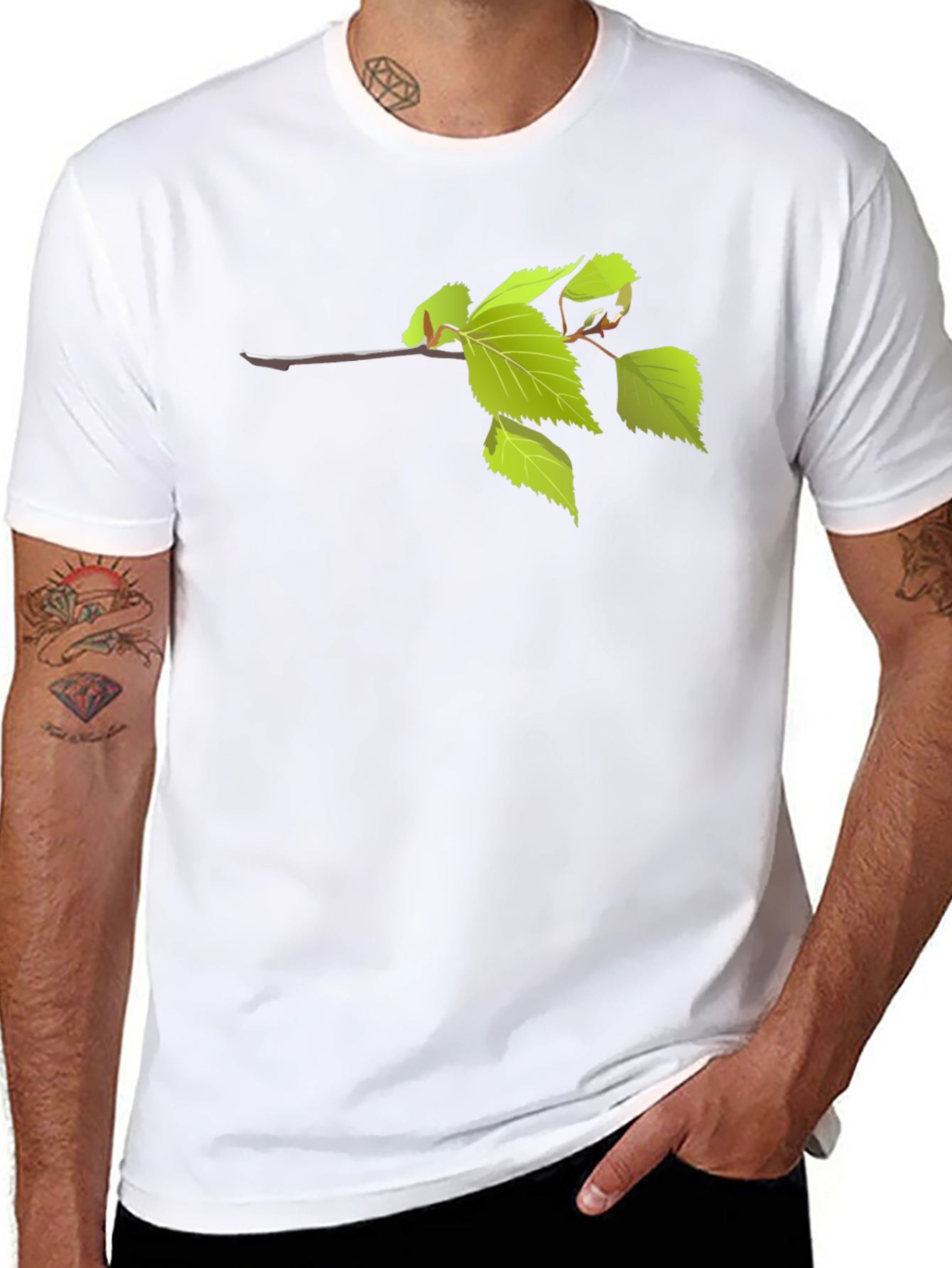 Black Nature Branch Graphic T-Shirt - Casual Comfort view 8