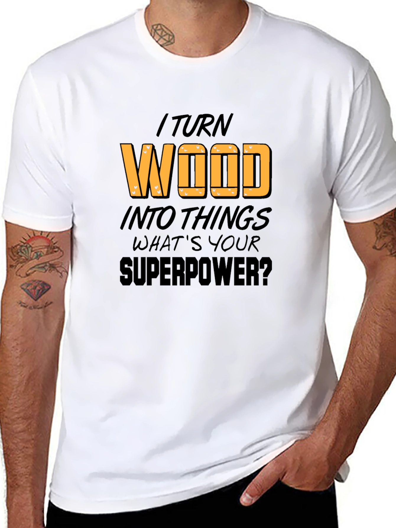 Black I Turn Wood Into Things T-Shirt view 8
