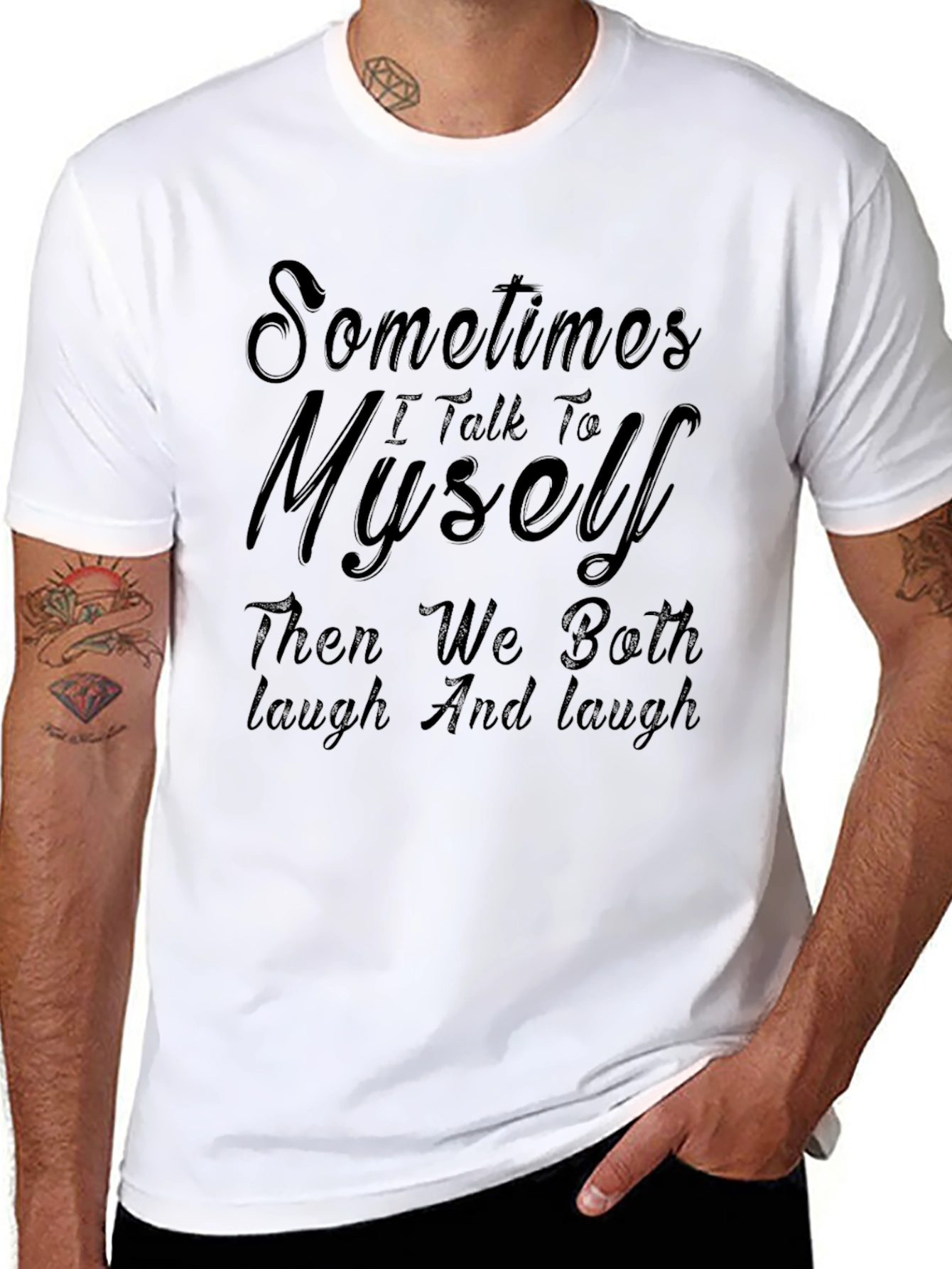 Black Funny Sarcastic Black T-Shirt - Talk To Myself view 8