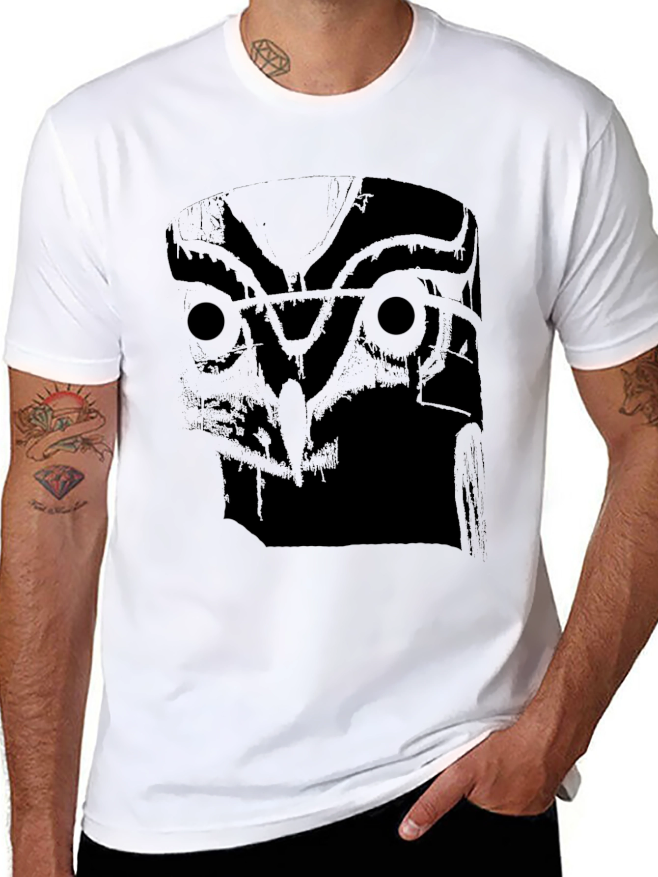 Black Men's Black Owl Graphic T-Shirt view 8