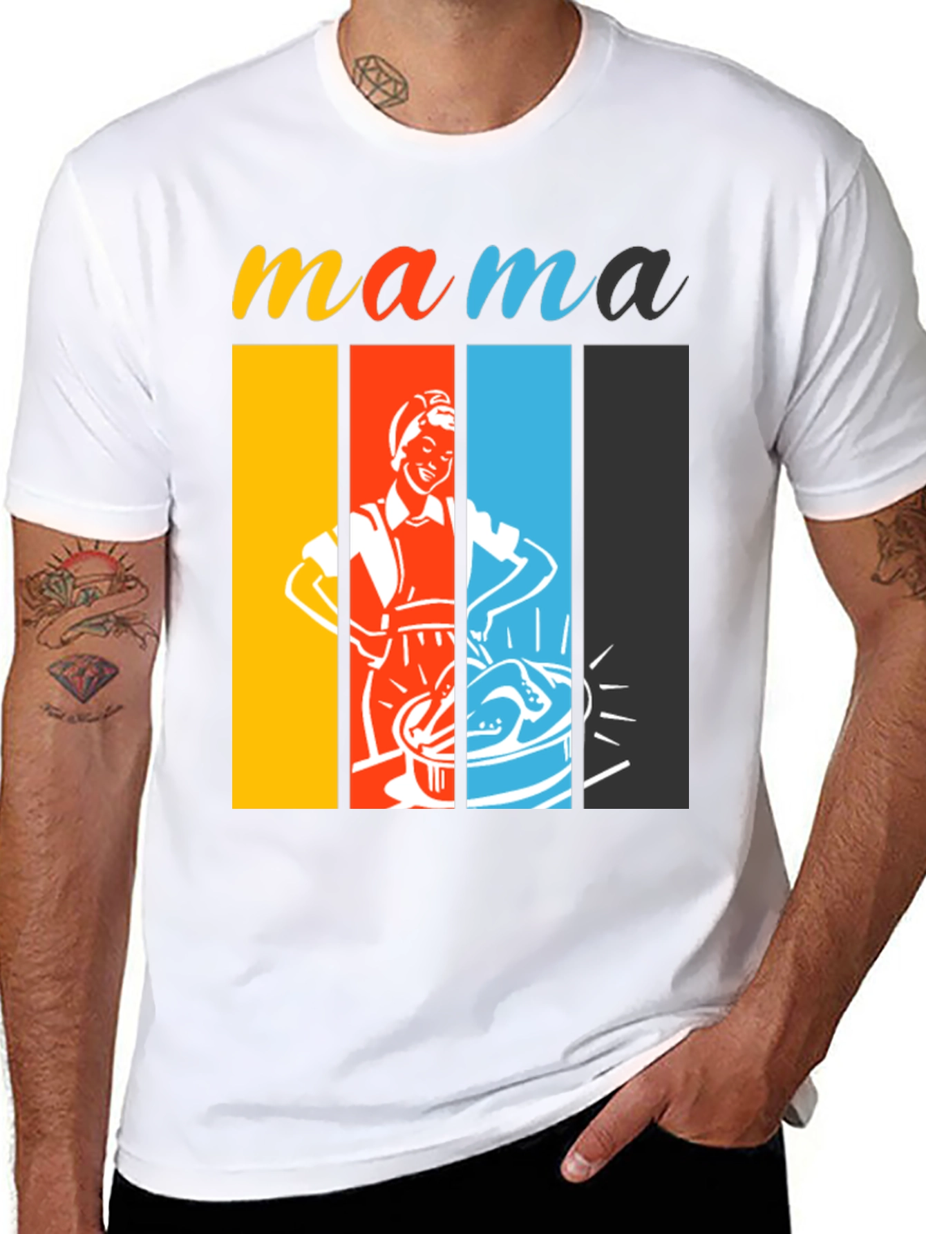 Black Retro Mama T-Shirt - Colorful Design view 8