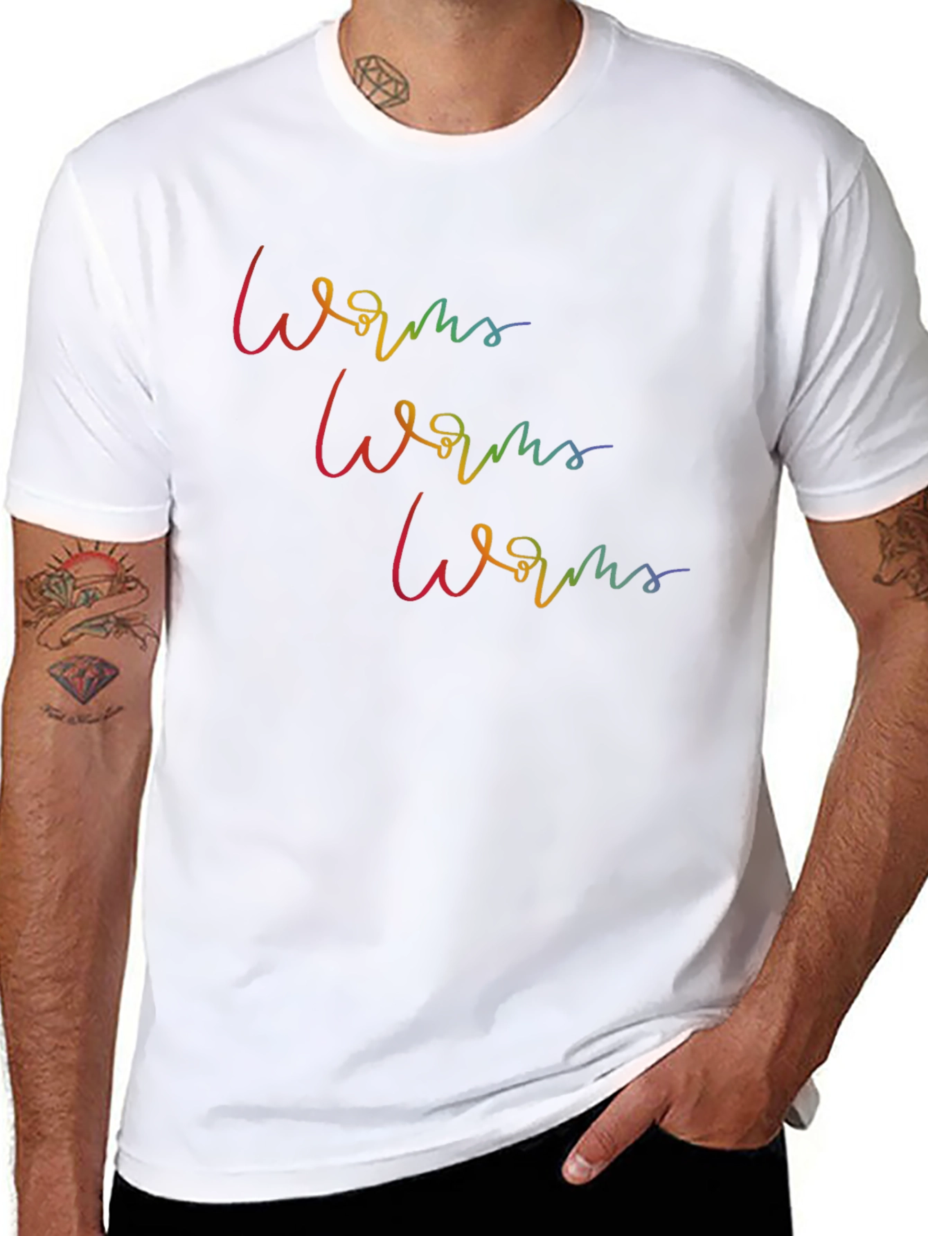 Black Rainbow Worms Graphic Tee - Black Cotton T-Shirt view 8