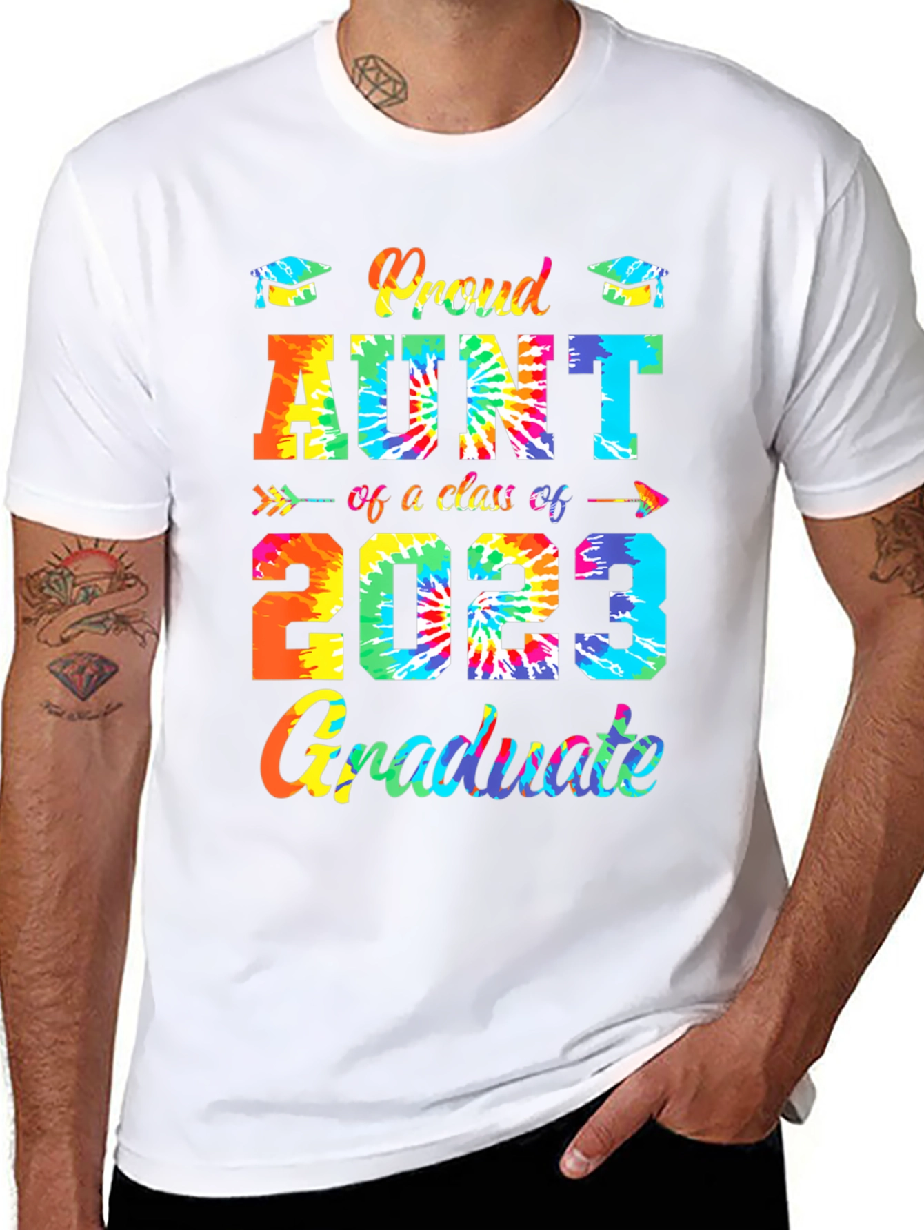 Black Proud Aunt Class of 2023 Graduate Tie-Dye T-Shirt view 8