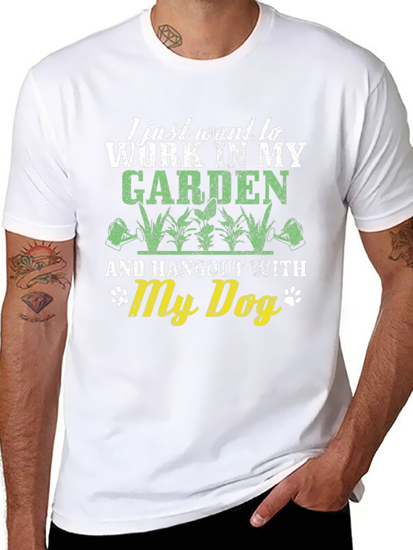 Black Gardening & Dog Lover T-Shirt - Men's Black Crew Neck Tee view 8