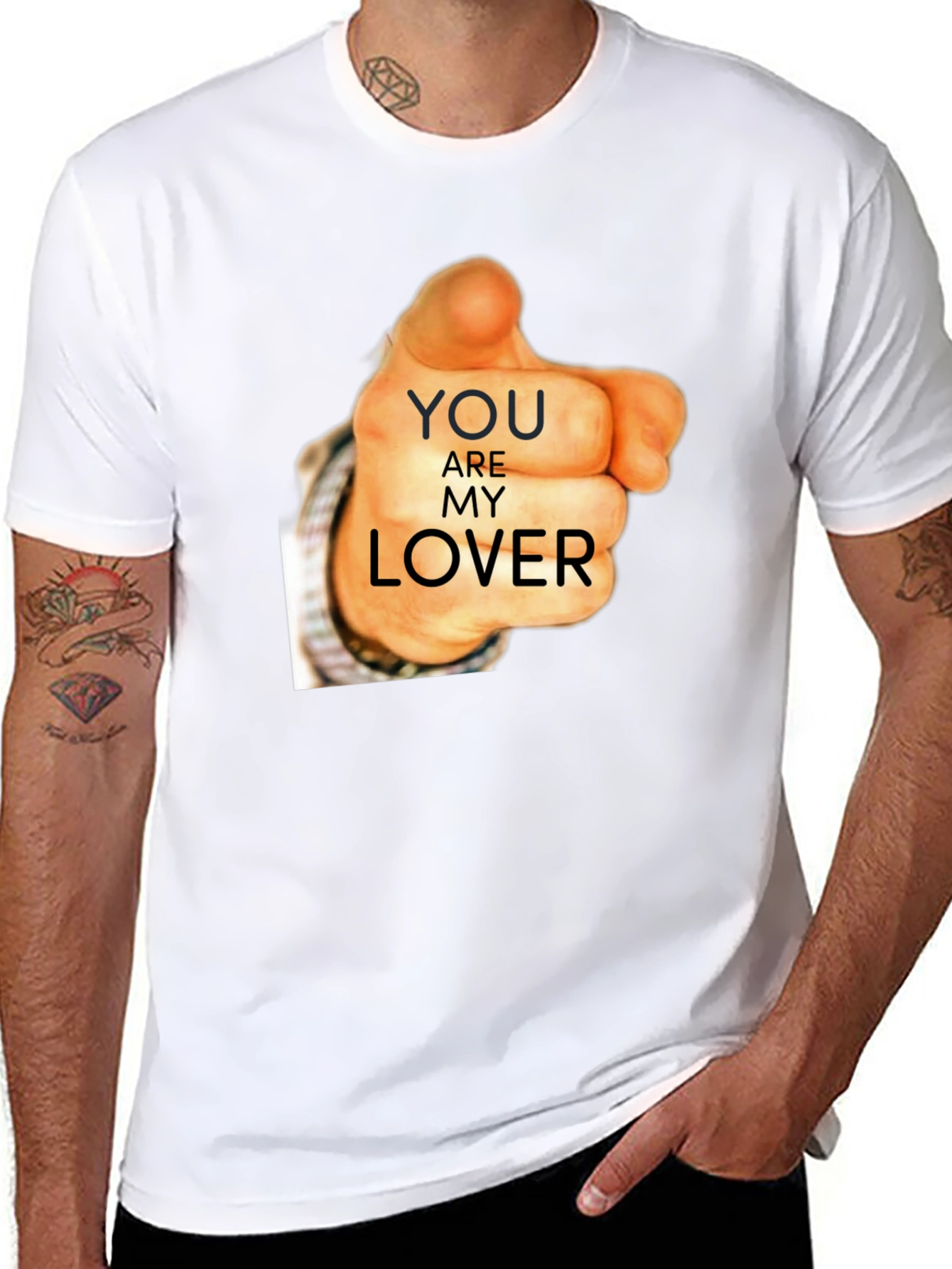 Black You Are My Lover Graphic Tee - Black Cotton T-Shirt view 8