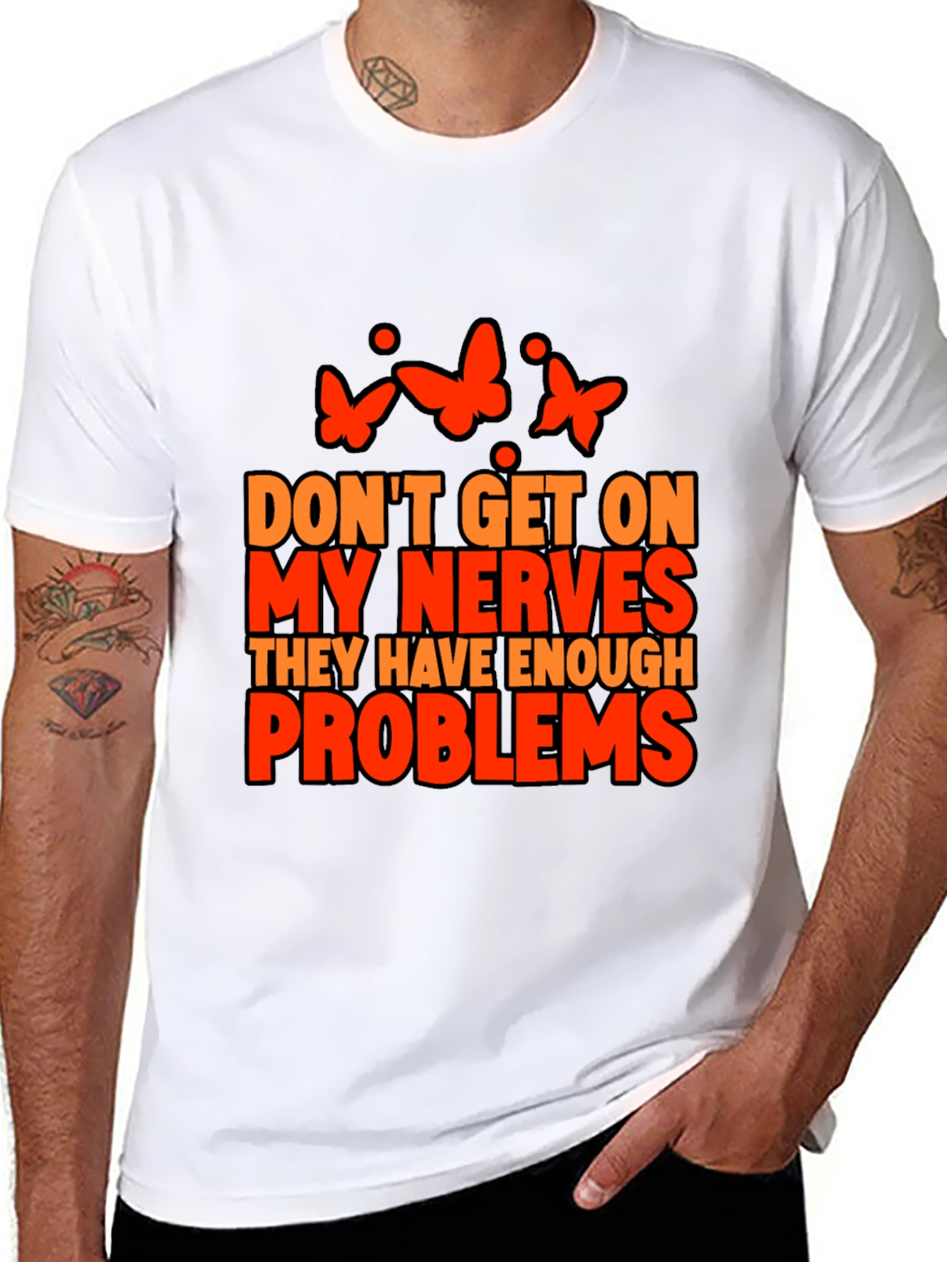 Black Nerves Problems Butterfly Graphic Tee view 8