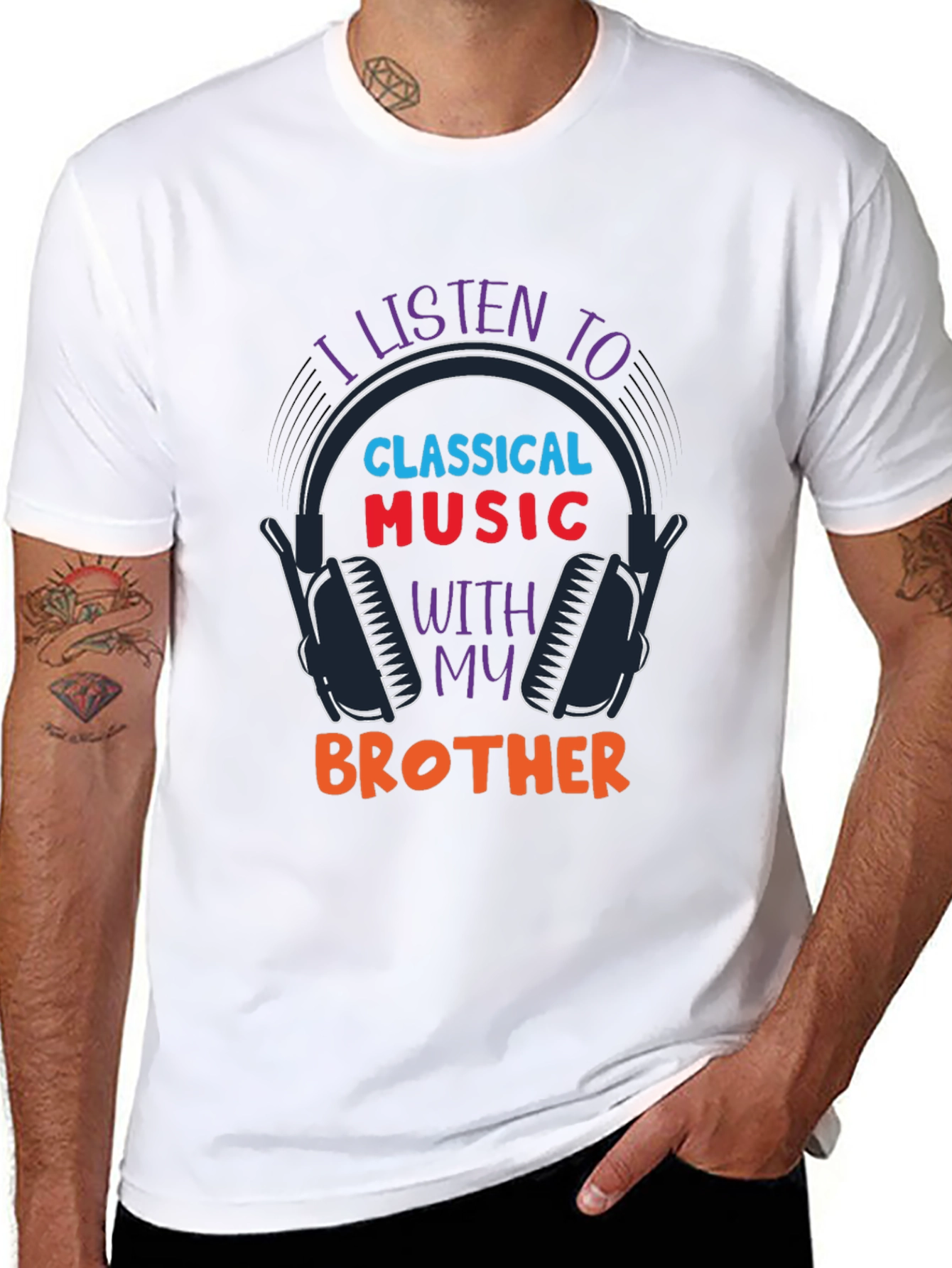 Black I Listen to Classical Music with My Brother T-Shirt view 8