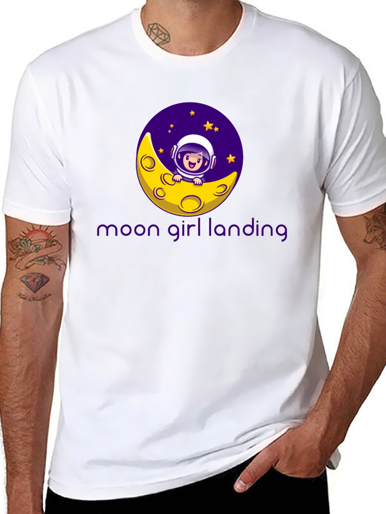 Black Moon Girl Landing Black T-Shirt view 8