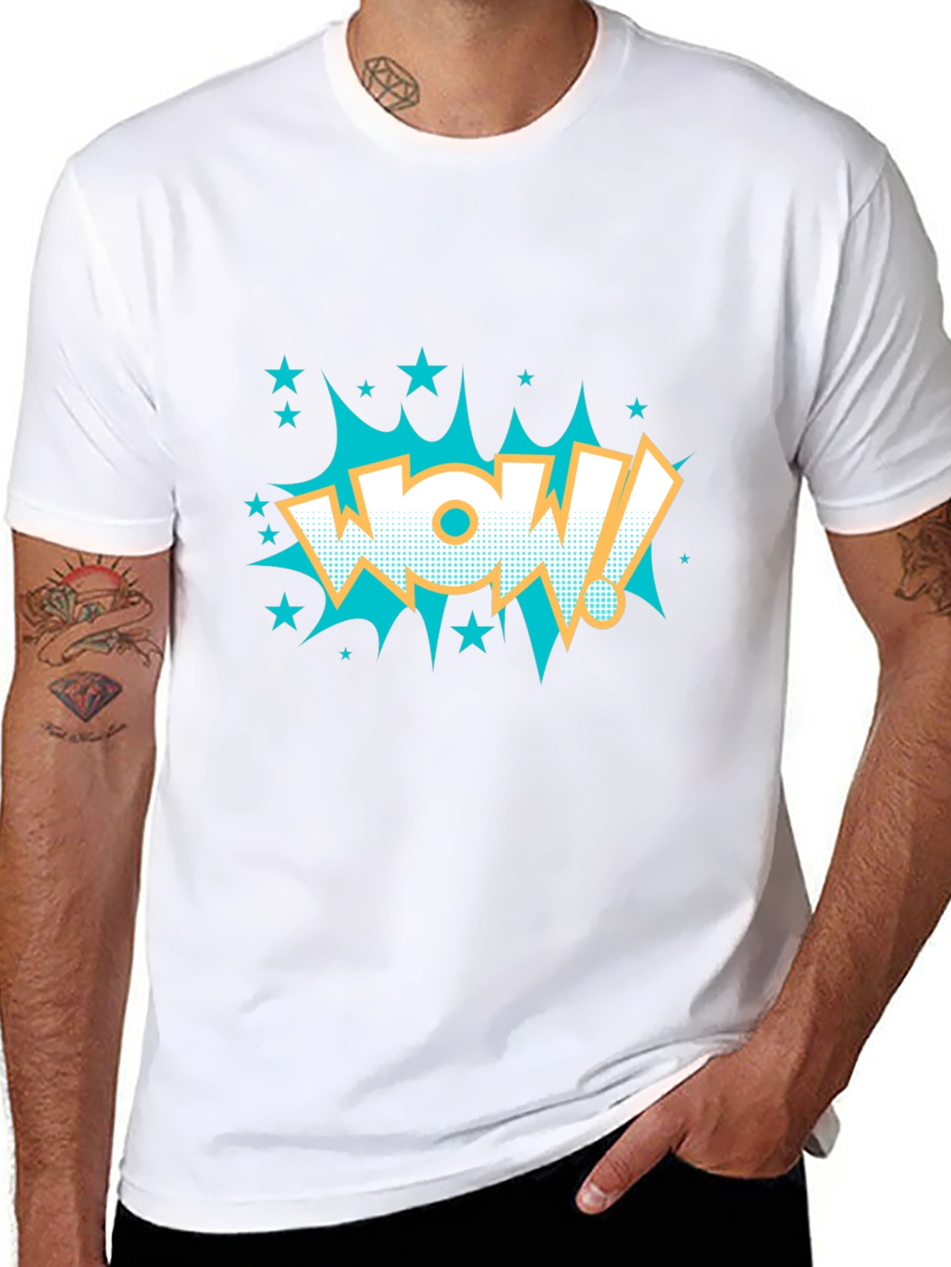 Black WOW! Comic Style Graphic T-Shirt - Black view 8
