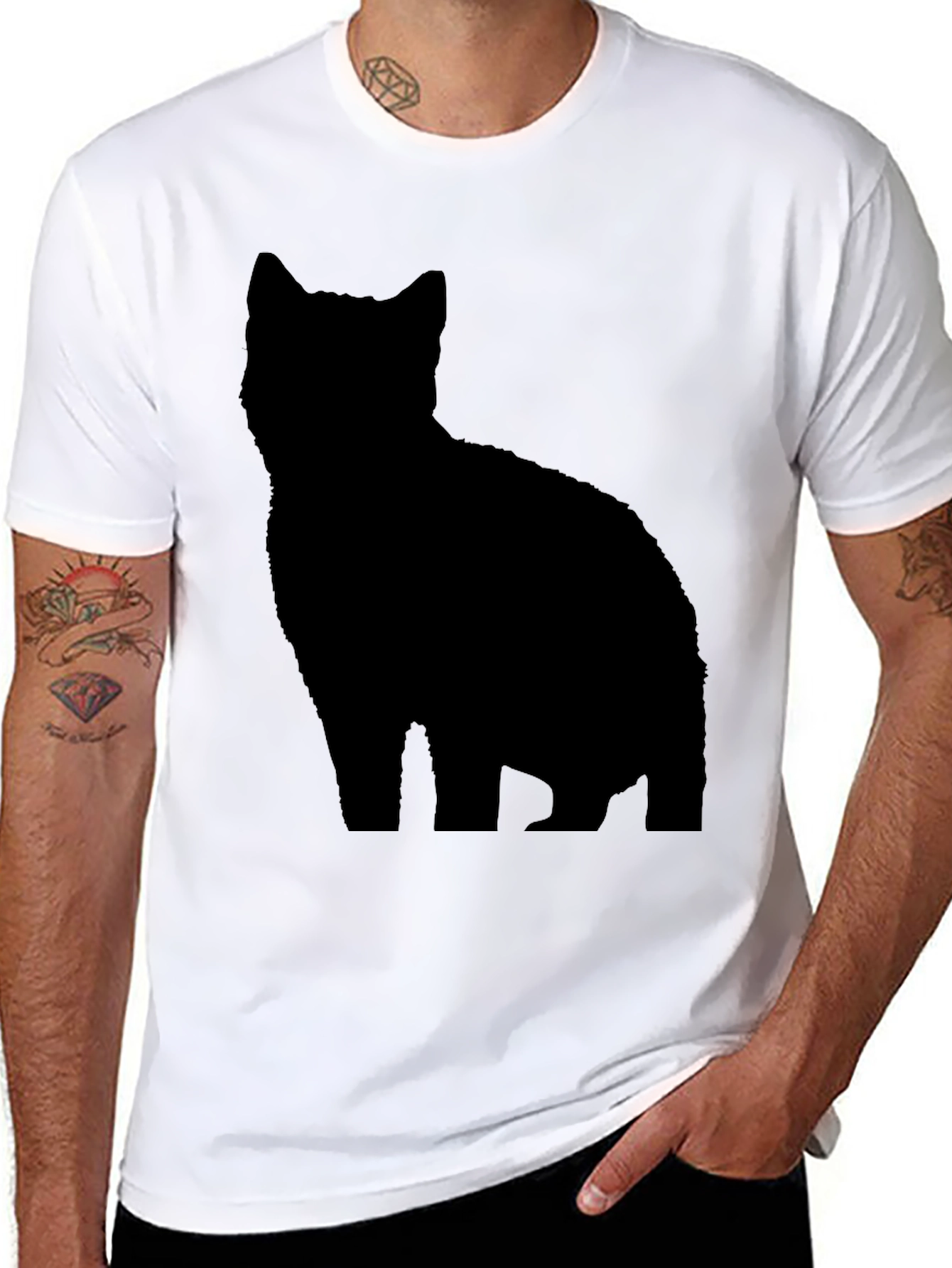 Black Black Cat Silhouette T-Shirt - Stylish & Unique Tee view 8