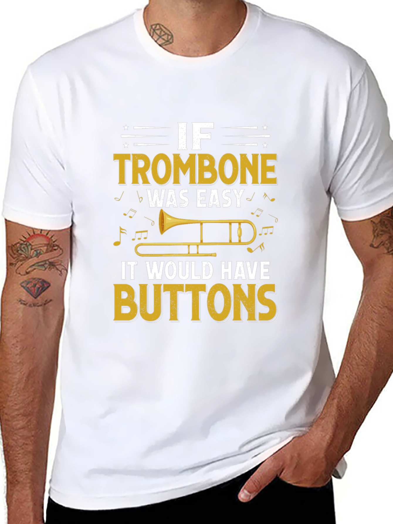 Black If Trombone Was Easy T-Shirt view 8