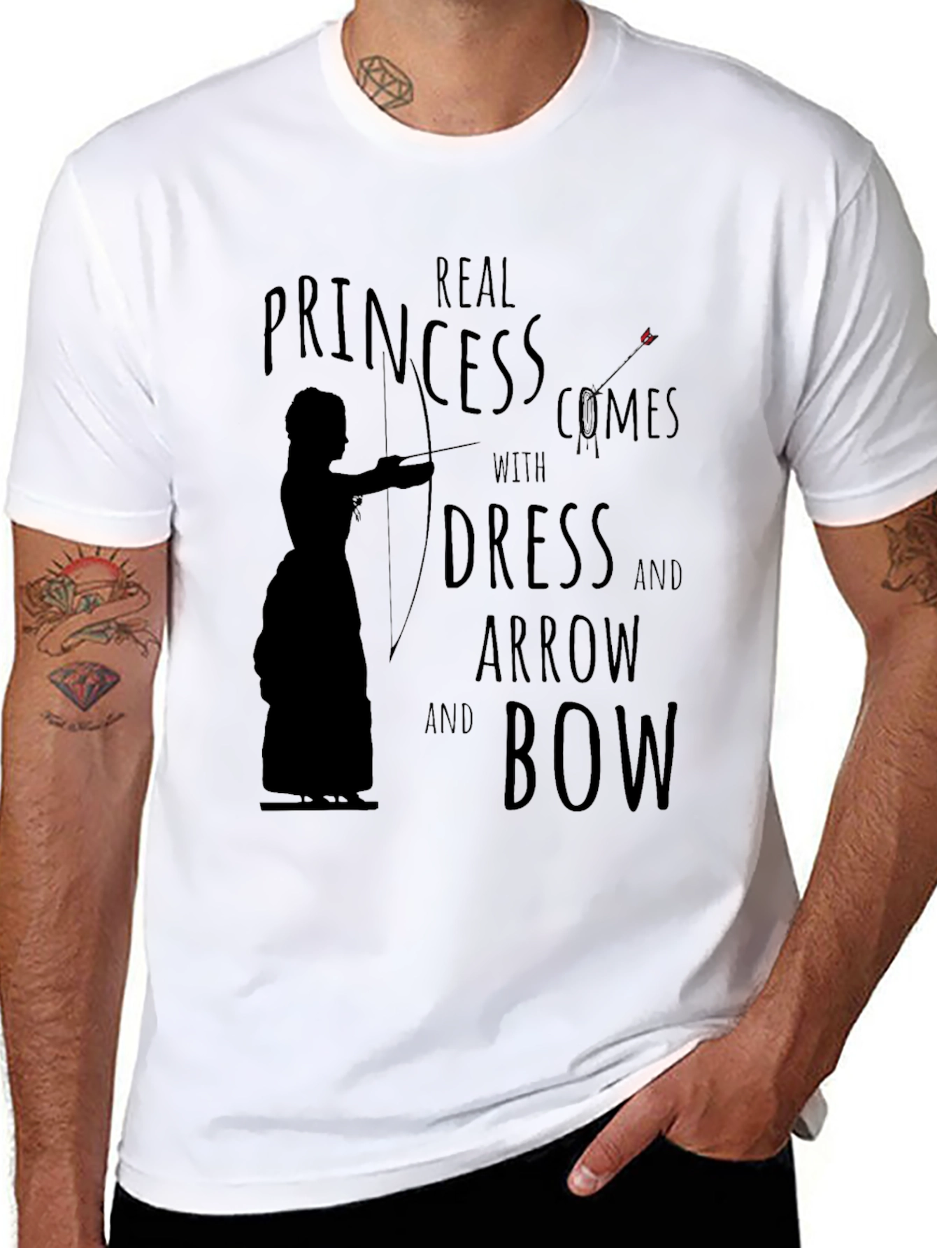 Black Real Princess Dress Arrow Bow T-Shirt view 8