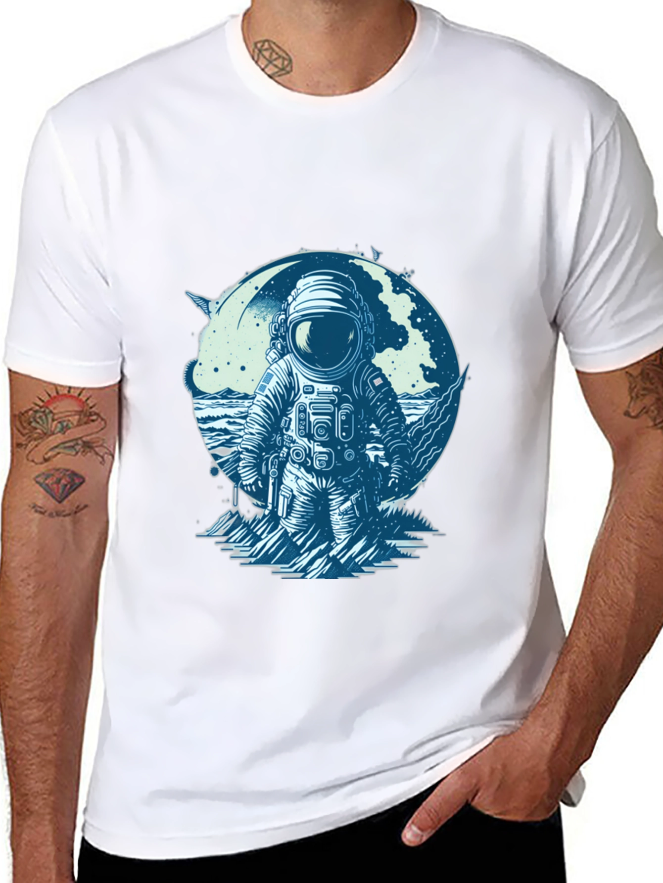 Black Astronaut Graphic Tee - Space Explorer T-Shirt view 8
