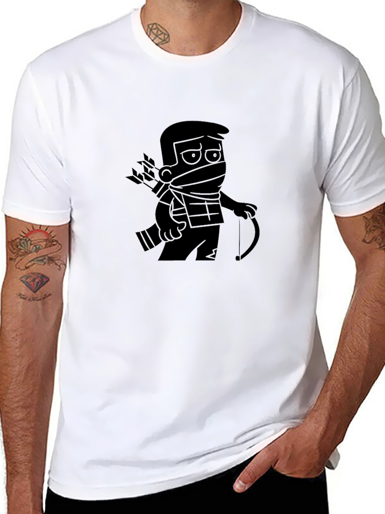 Black Ninja Archer Graphic Tee - Black Cotton Blend T-Shirt view 8