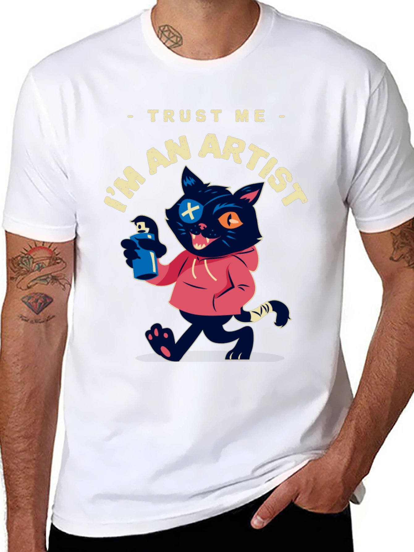 Black Trust Me I'm An Artist Cat T-Shirt view 8