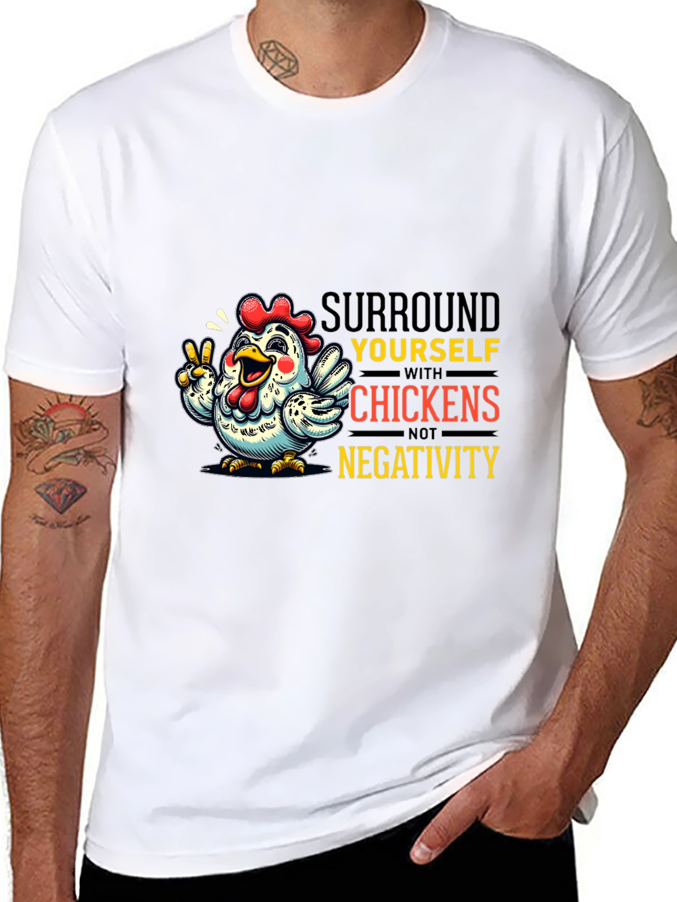 Black Surround Yourself With Chickens T-Shirt view 8