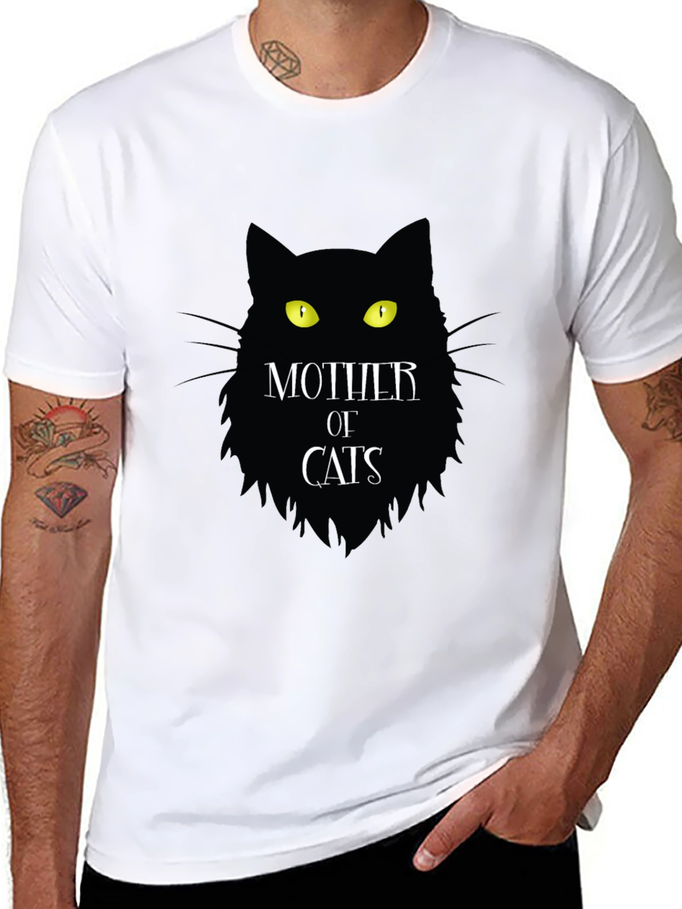 Black Mother of Cats T-Shirt Black Novelty Tee view 8