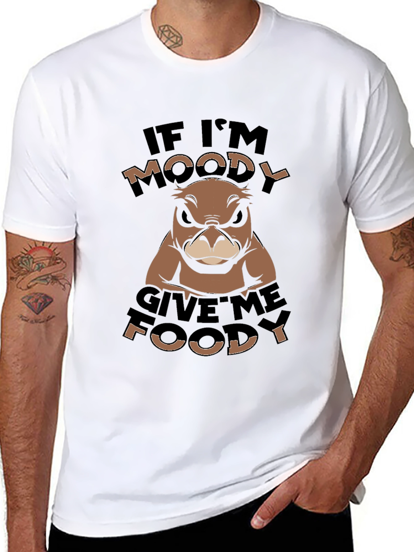 Black Moody Otter Graphic Tee - Black Cotton Blend view 8