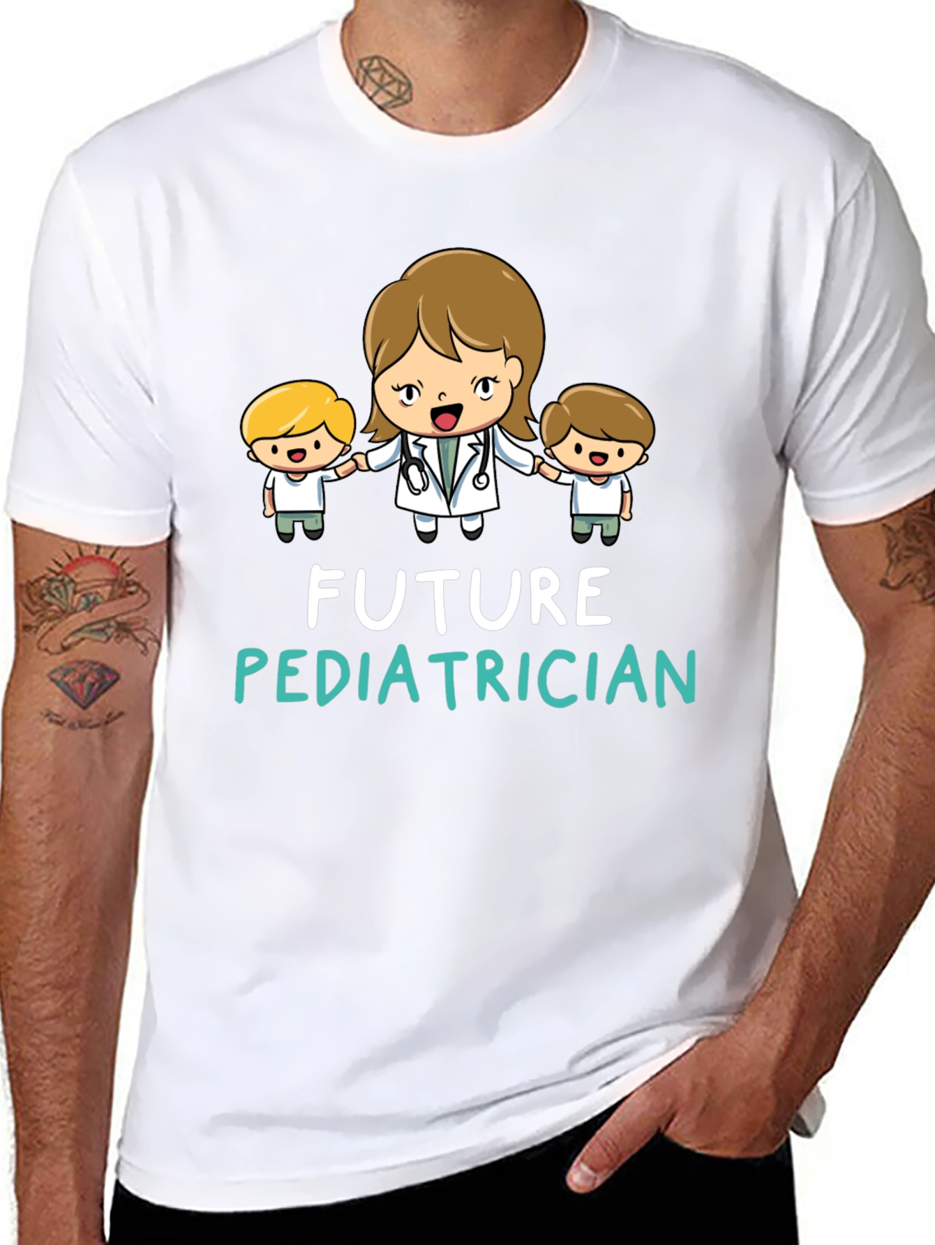 Black Future Pediatrician Black T-Shirt view 8